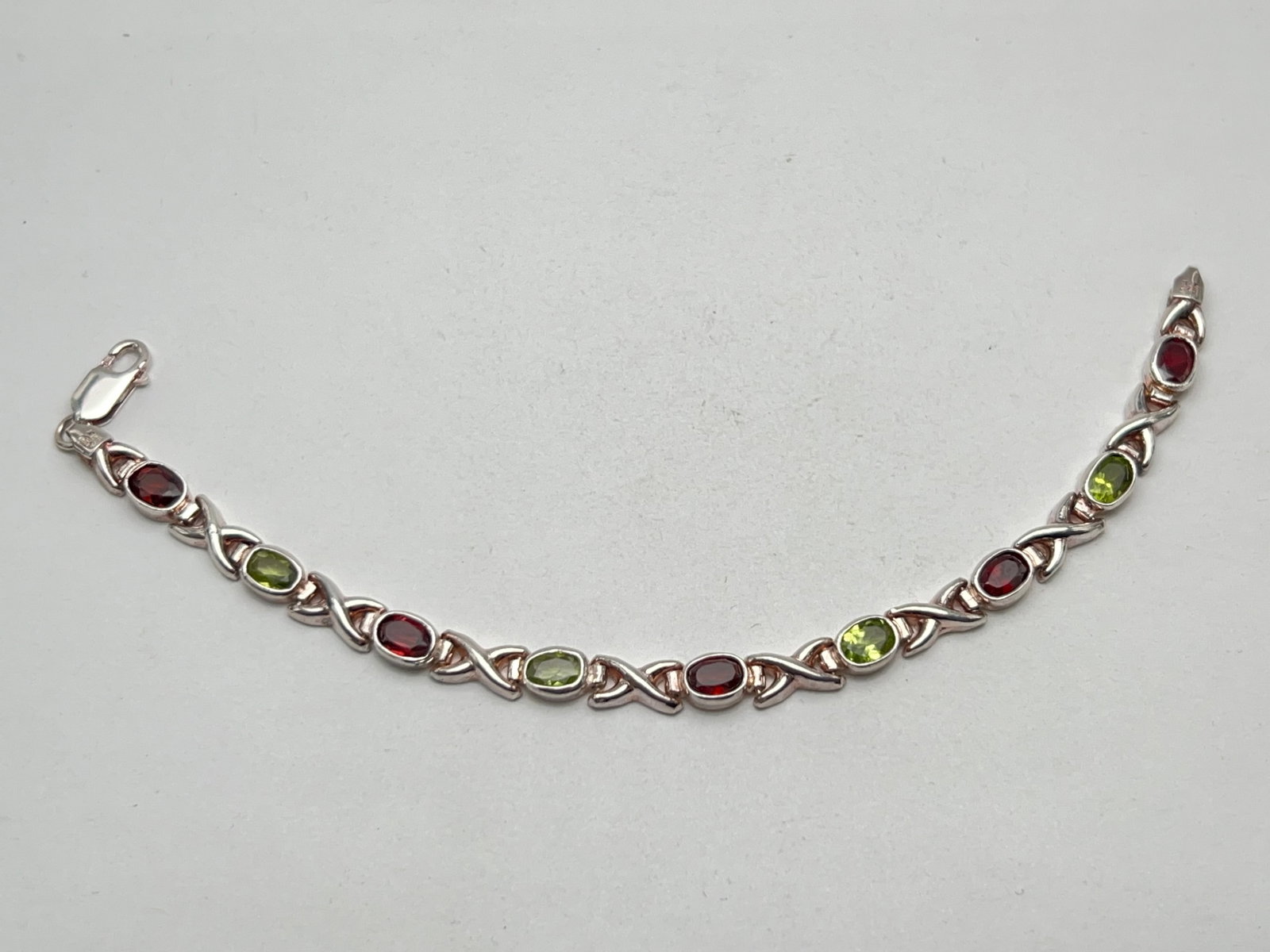 Italian Sterling Silver Peridot Amethyst Bracelet - Italy Milor Made 7''L Bracelet: Italian Sterling Silver Peridot Amethyst Bracelet - Italy Milor Made 7''L Bracelet