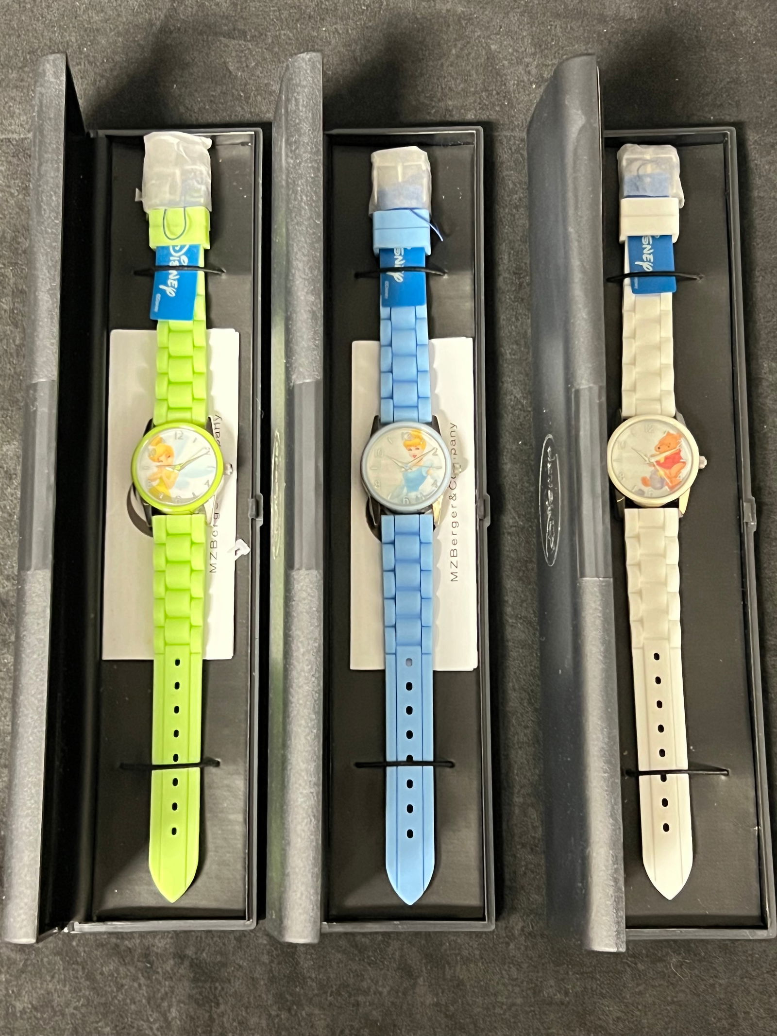3 mz Berger Disney Watches New In Boxes Tinker Bell Cinderella