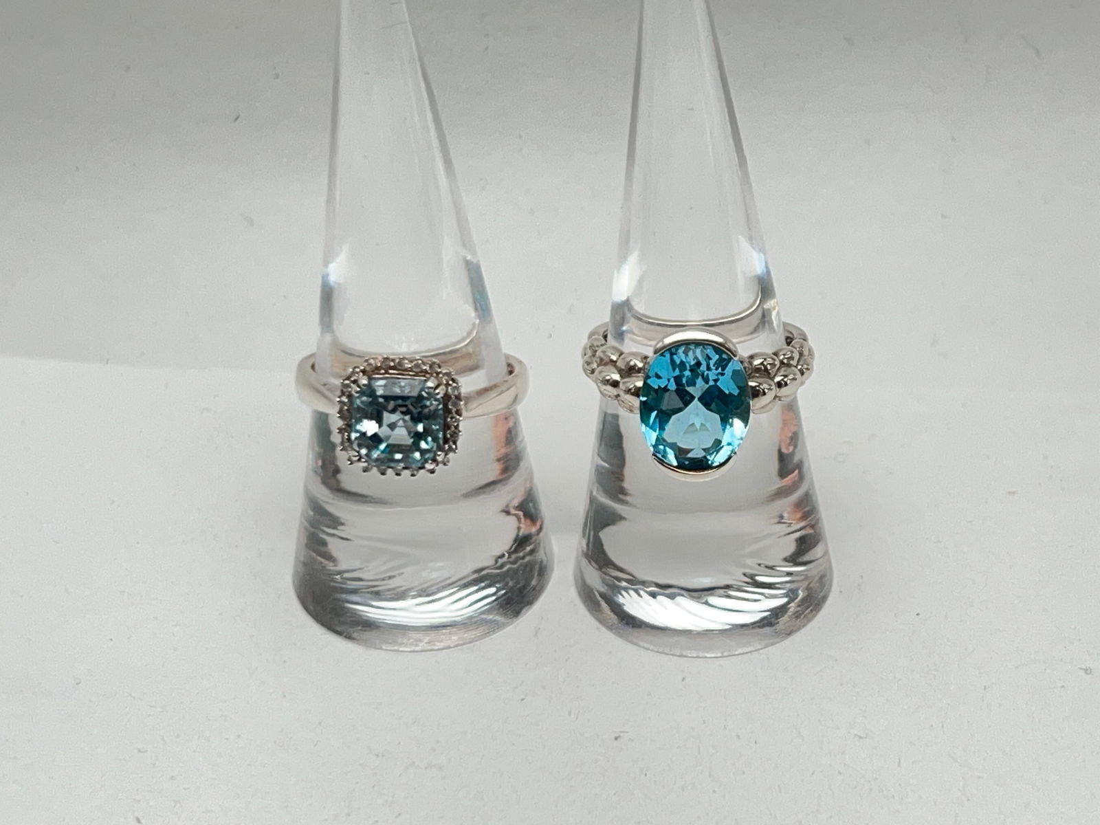 (2)Sterling Silver Blue Topaz Rings, Sz 8 + 9 (1 of 7)