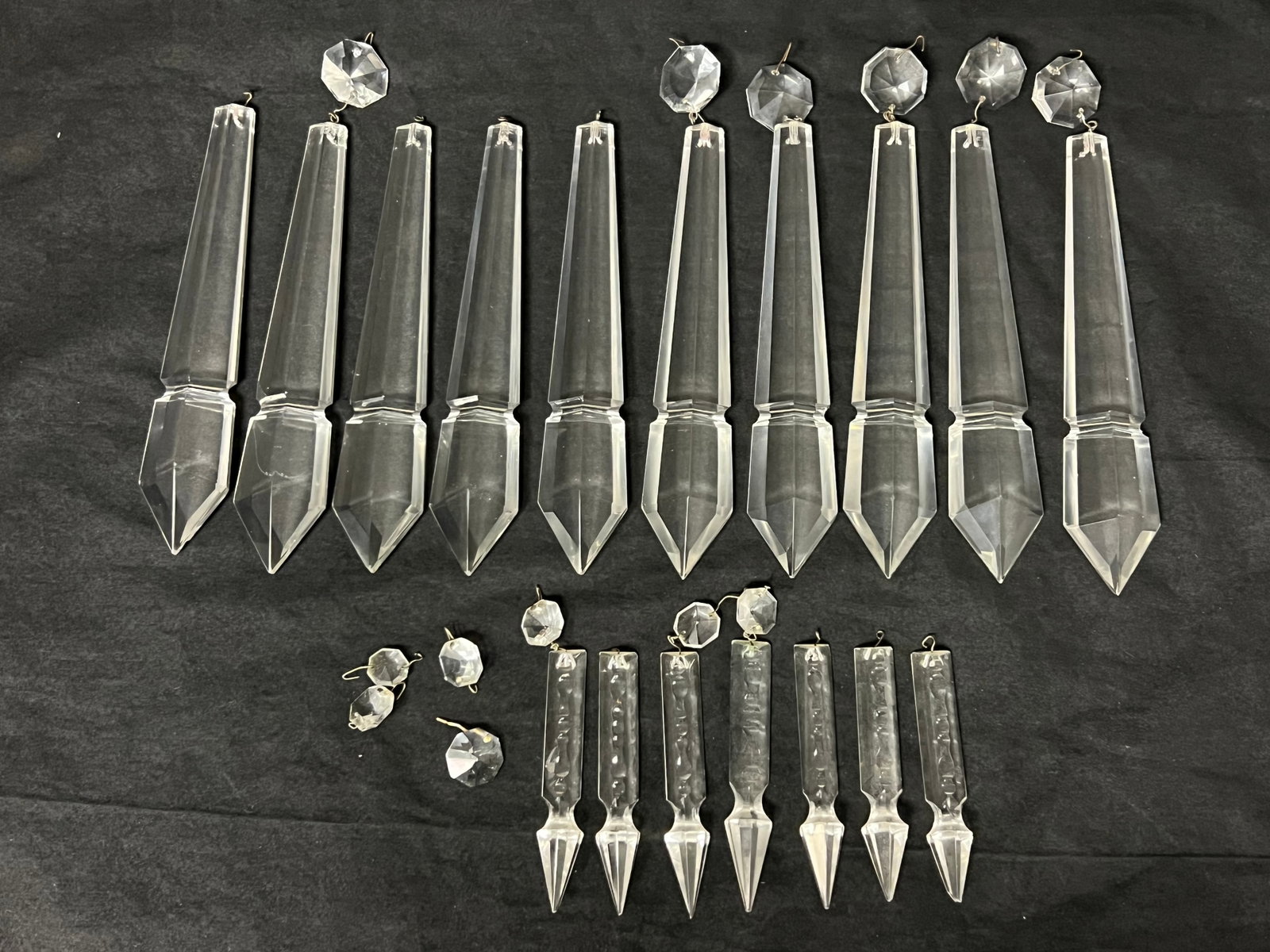 Crystal Glass Prisms, (10) 8'', Rest 4''-7'': Crystal Glass Prisms, (10) 8'', Rest 4''-7''