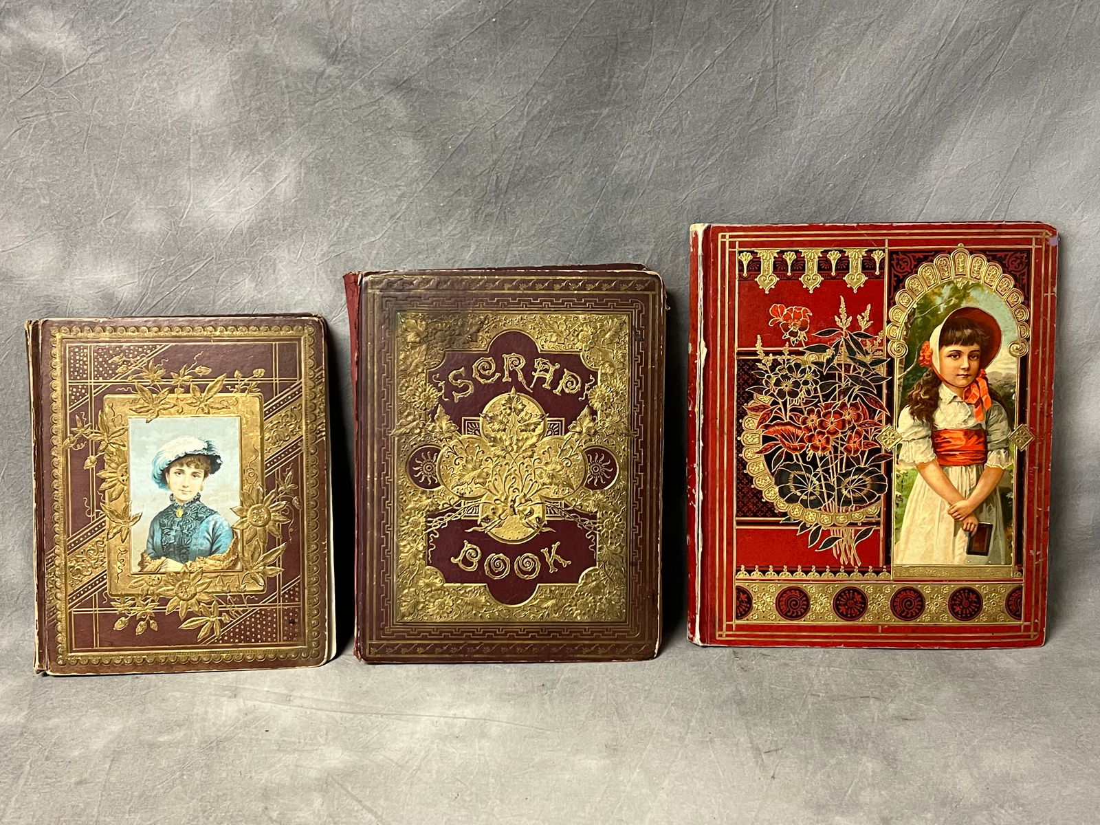 (3)Antique Scrapbooks Loaded w/ Content - Advertising, Greeting Cards, Photos & More (1 of 19)