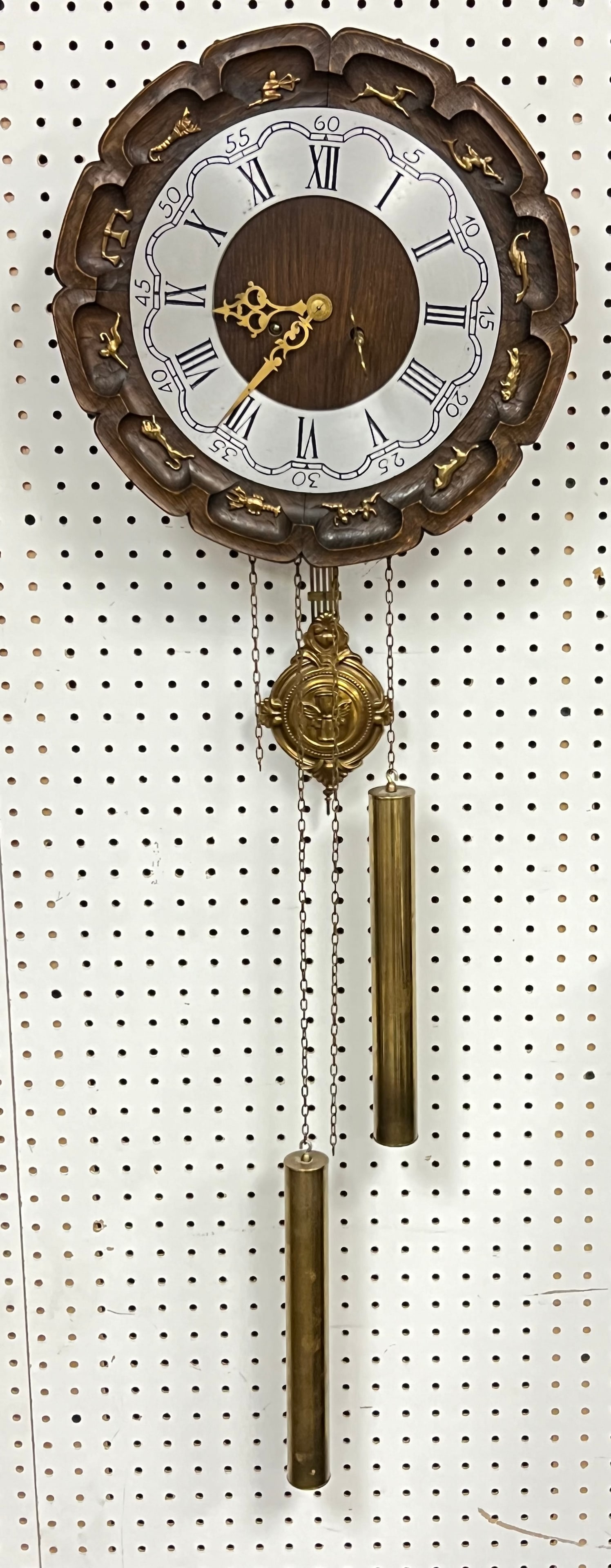Mid Century Denmark Zodiac Wall Clock,Key - Otto Tshinesen Denmark, 14'' x 4.75'' (UNTESTED) (1 of 5)