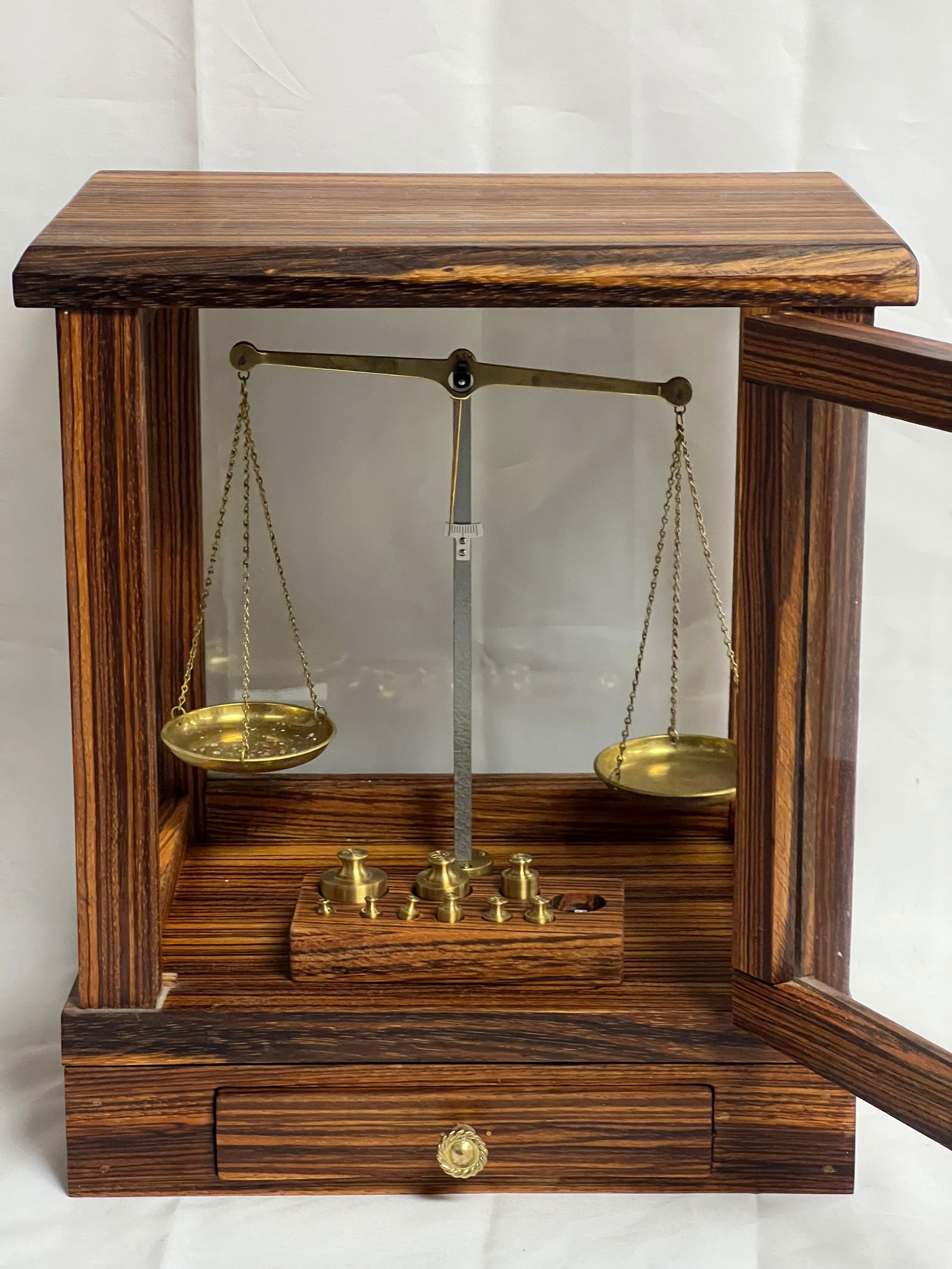 West Germany Balance Scale in Wood Box - Scale w/ Weights - Apothocary & Jewelry Weights Case w/ (1 of 6)