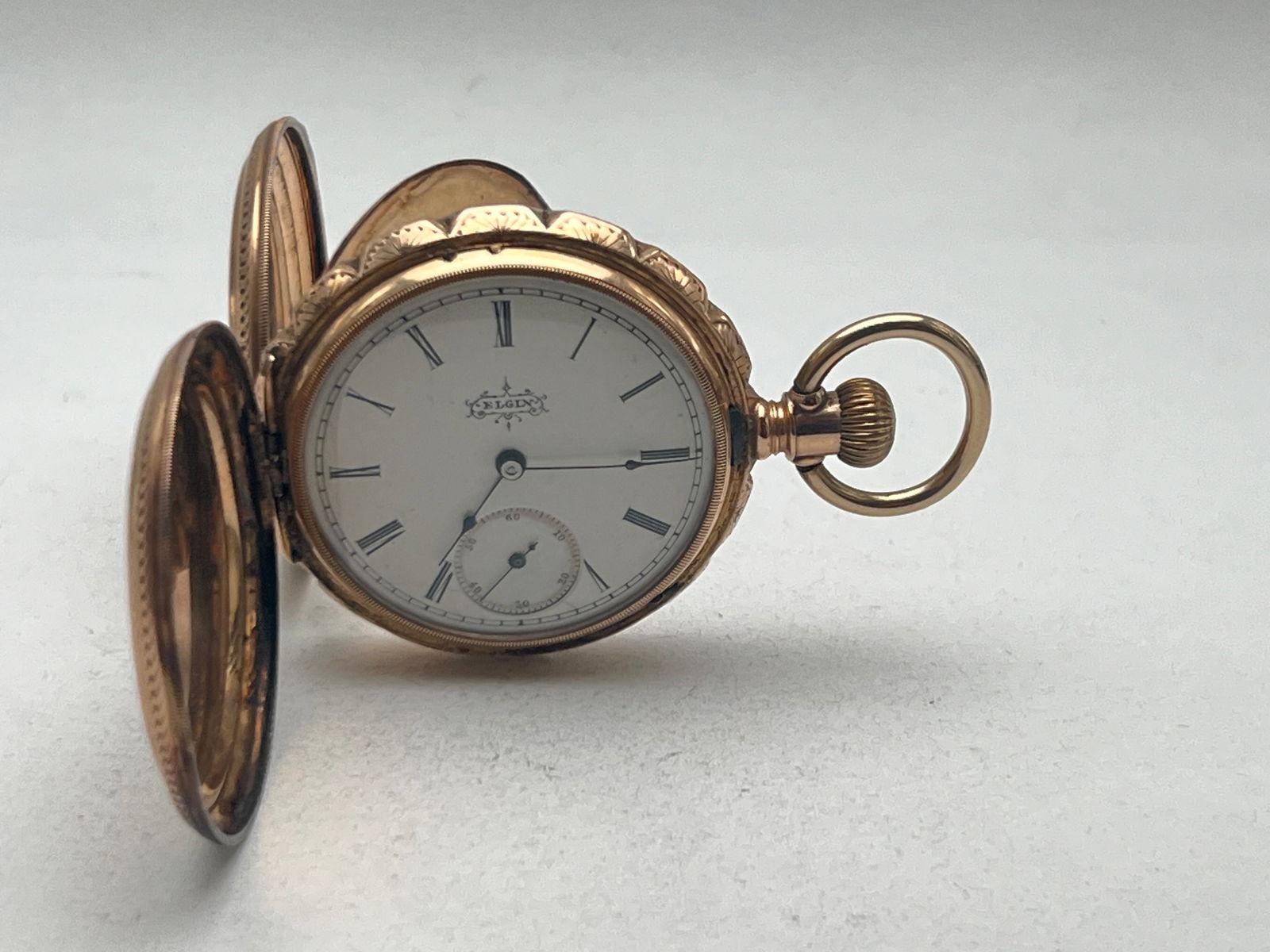 1890s Ladies 14K Gold Elgin Pocket Watch 6s - 14K C.W. Mfg Co. Double Hunter Case #73038 , Elgin (1 of 7)