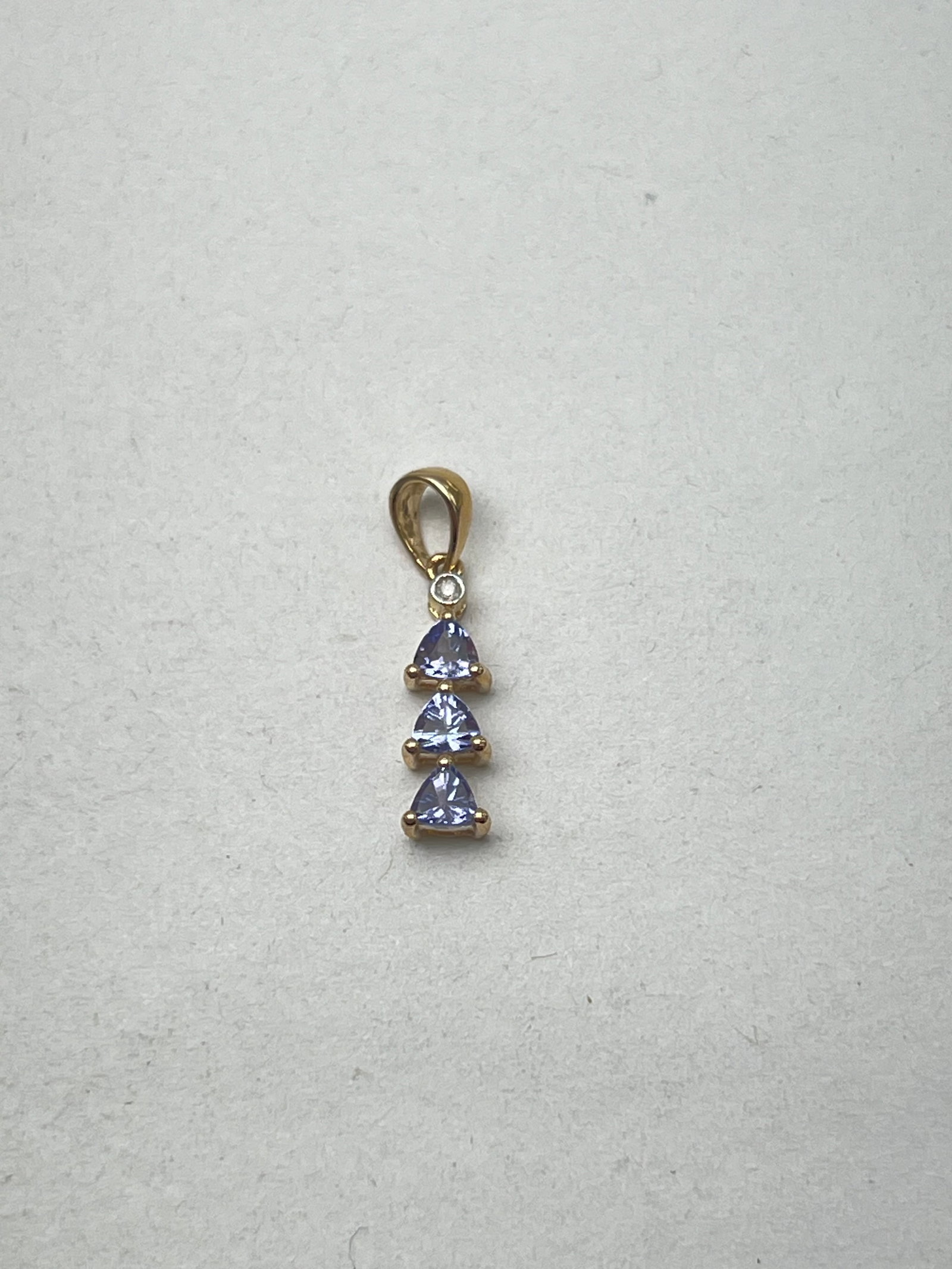 10K Yellow Gold Tanzanite Diamond Pendant - .75'' L: 10K Yellow Gold Tanzanite Diamond Pendant - .75'' L
