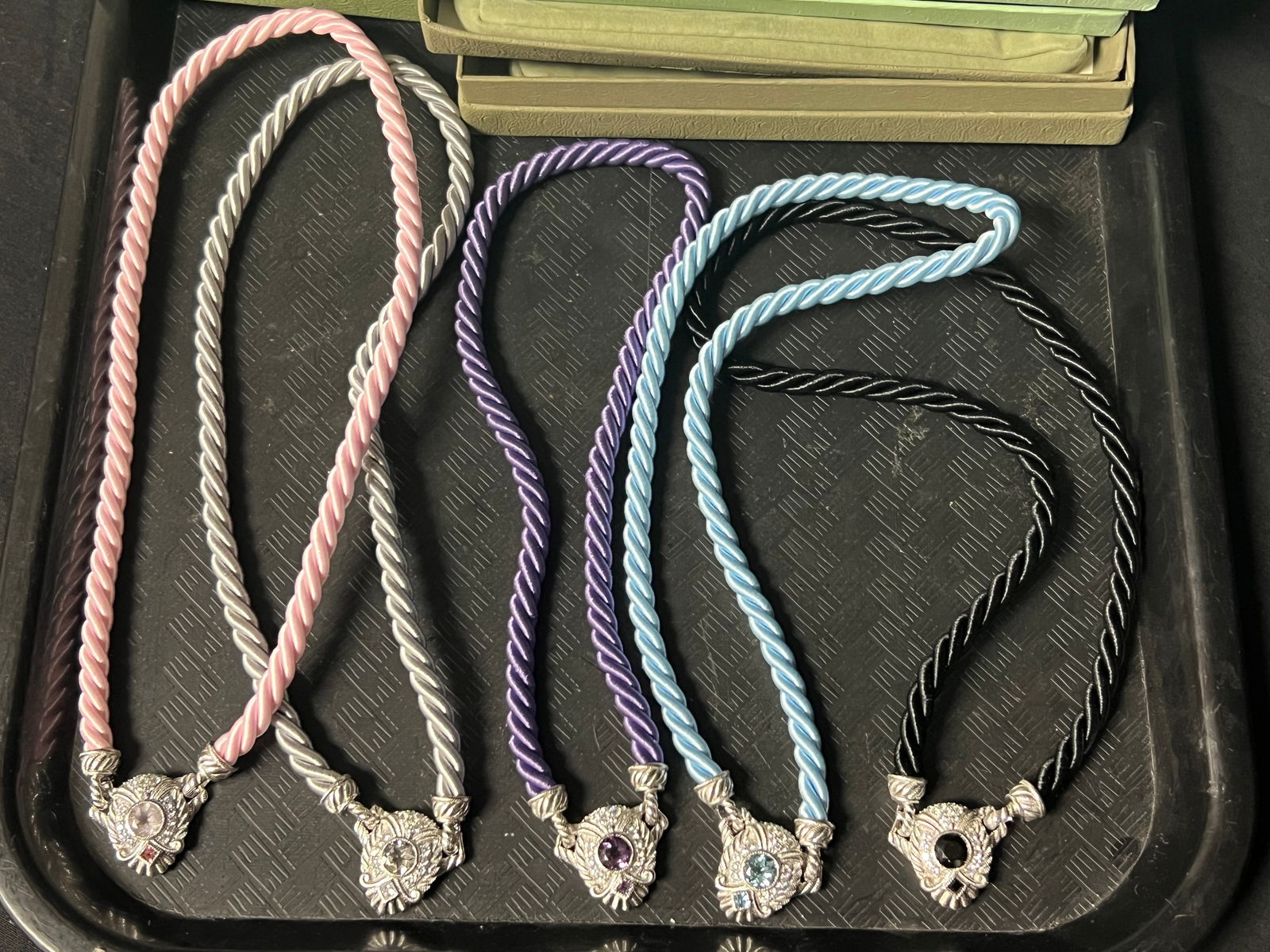 (5)Judith Ripka Sterling Gemstone Pendant Necklaces - Sapphire, Amethyst & More - Rope Chain w/ (1 of 5)