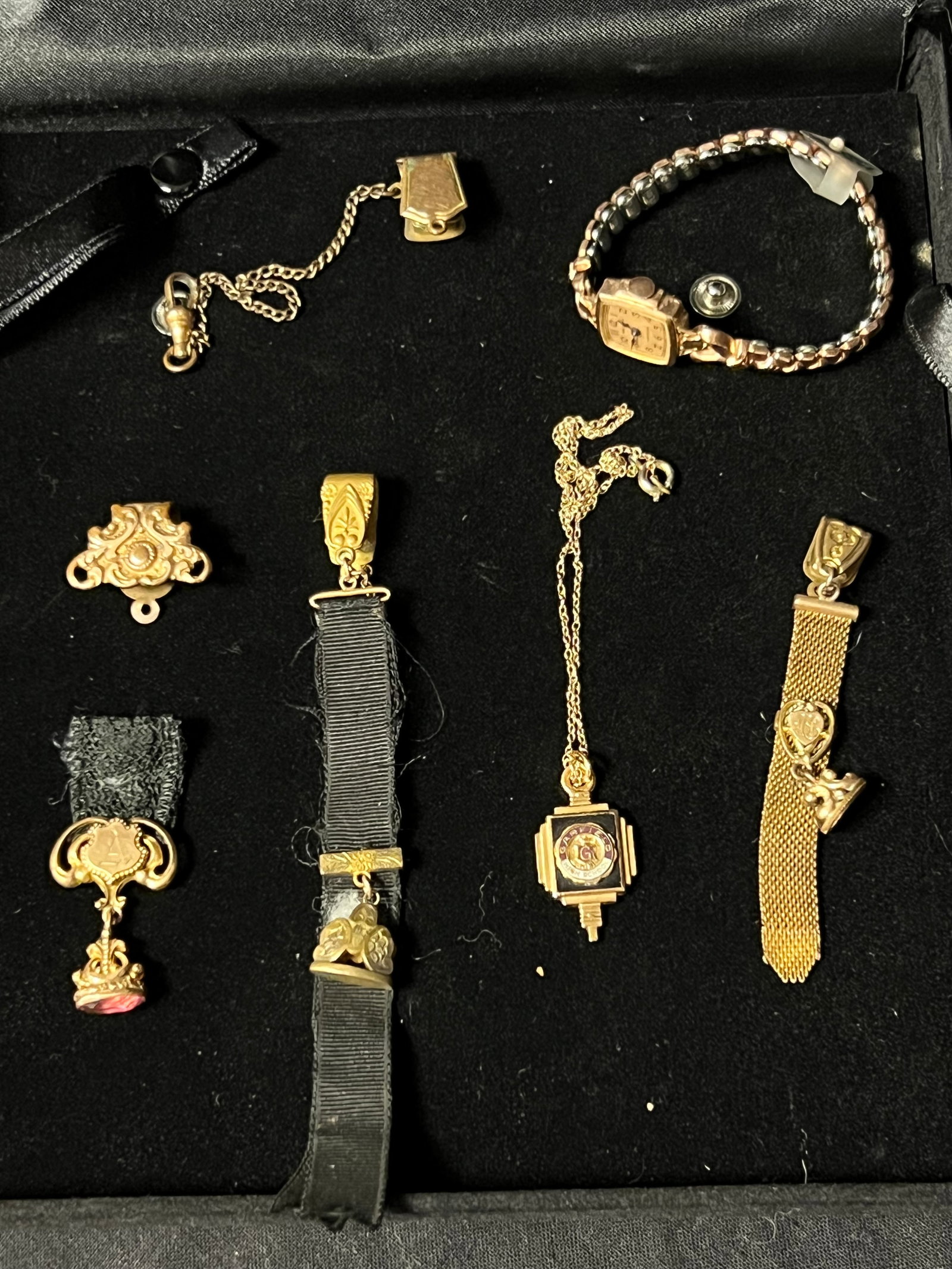 Atq / Vtg Gold Filled- Watch Fobs & More - Garfield High School Pendant by Kinney, Waltham 10KGF: Atq / Vtg Gold Filled- Watch Fobs & More - Garfield High School Pendant by Kinney, Waltham 10KGF Watch, Fobs