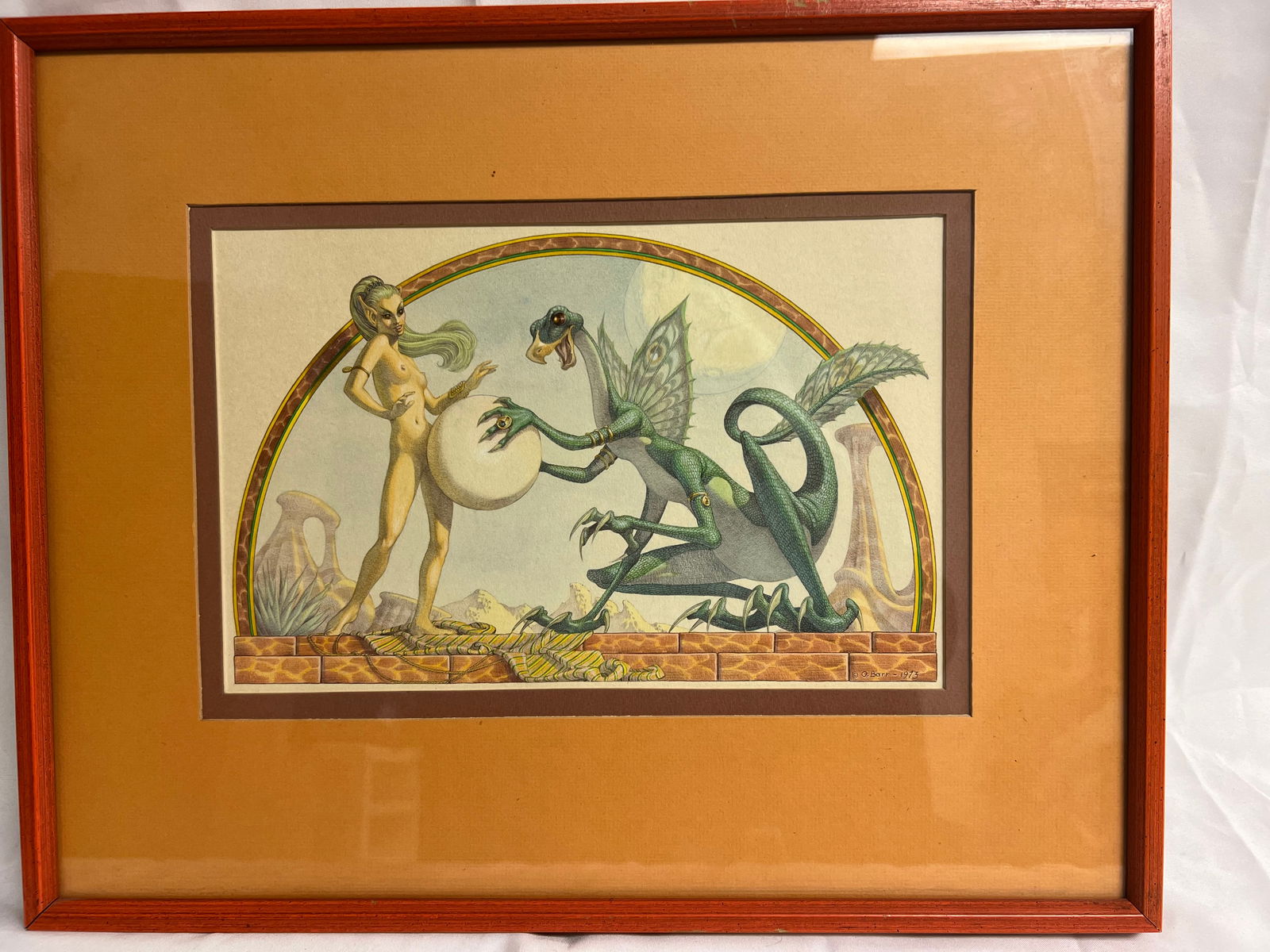 George Barr Original Fantasy Art - Watercolor / Mix Media 1973 , Framed 17.5'' x 14.25'' (1 of 7)