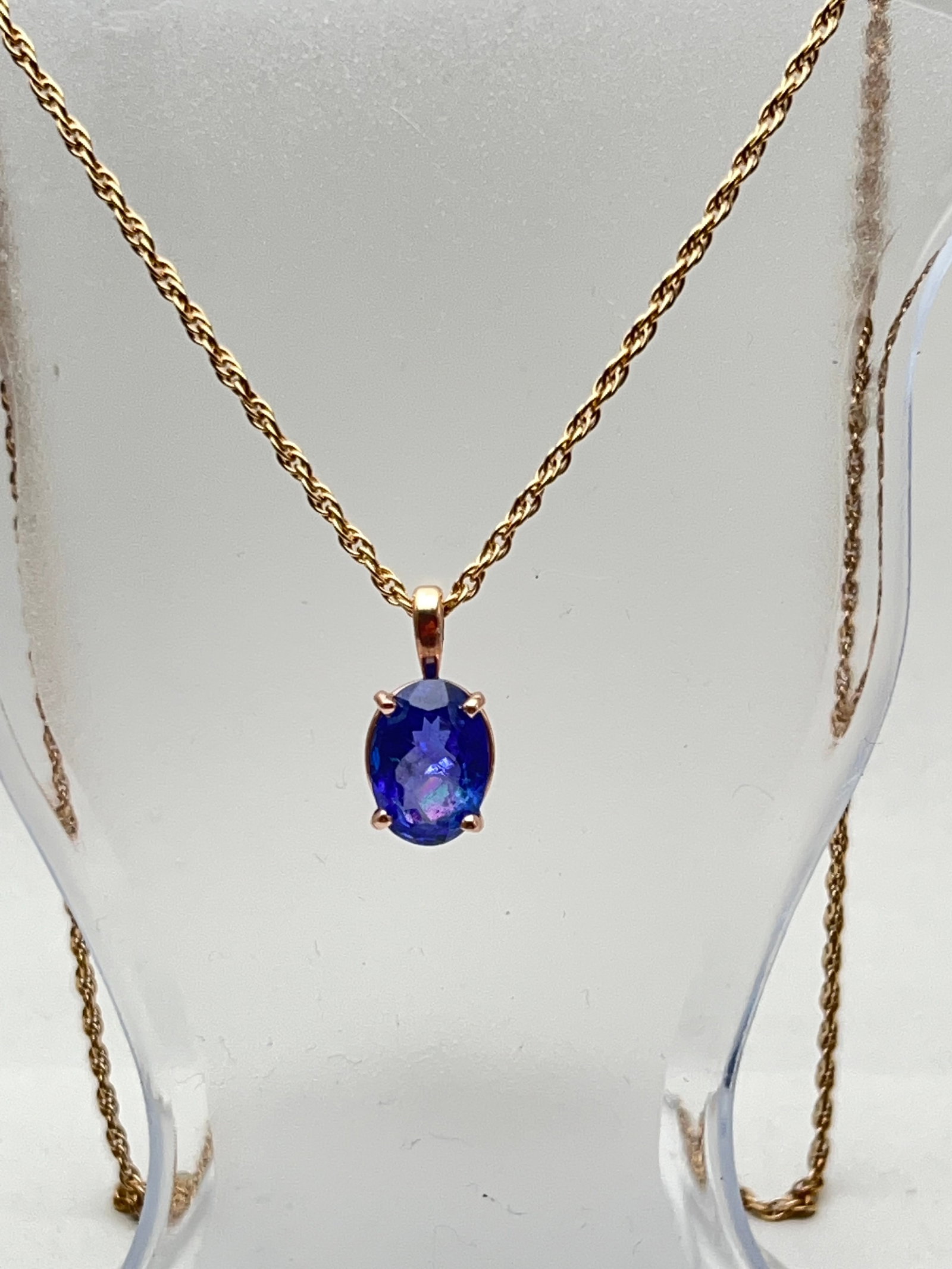 14K Gold Chain 18''L w/ 5.90ct Tanzanite Pendant - 14K Yellow Gold Pendant w/ 18''L 14K Chain 4.83g (1 of 4)