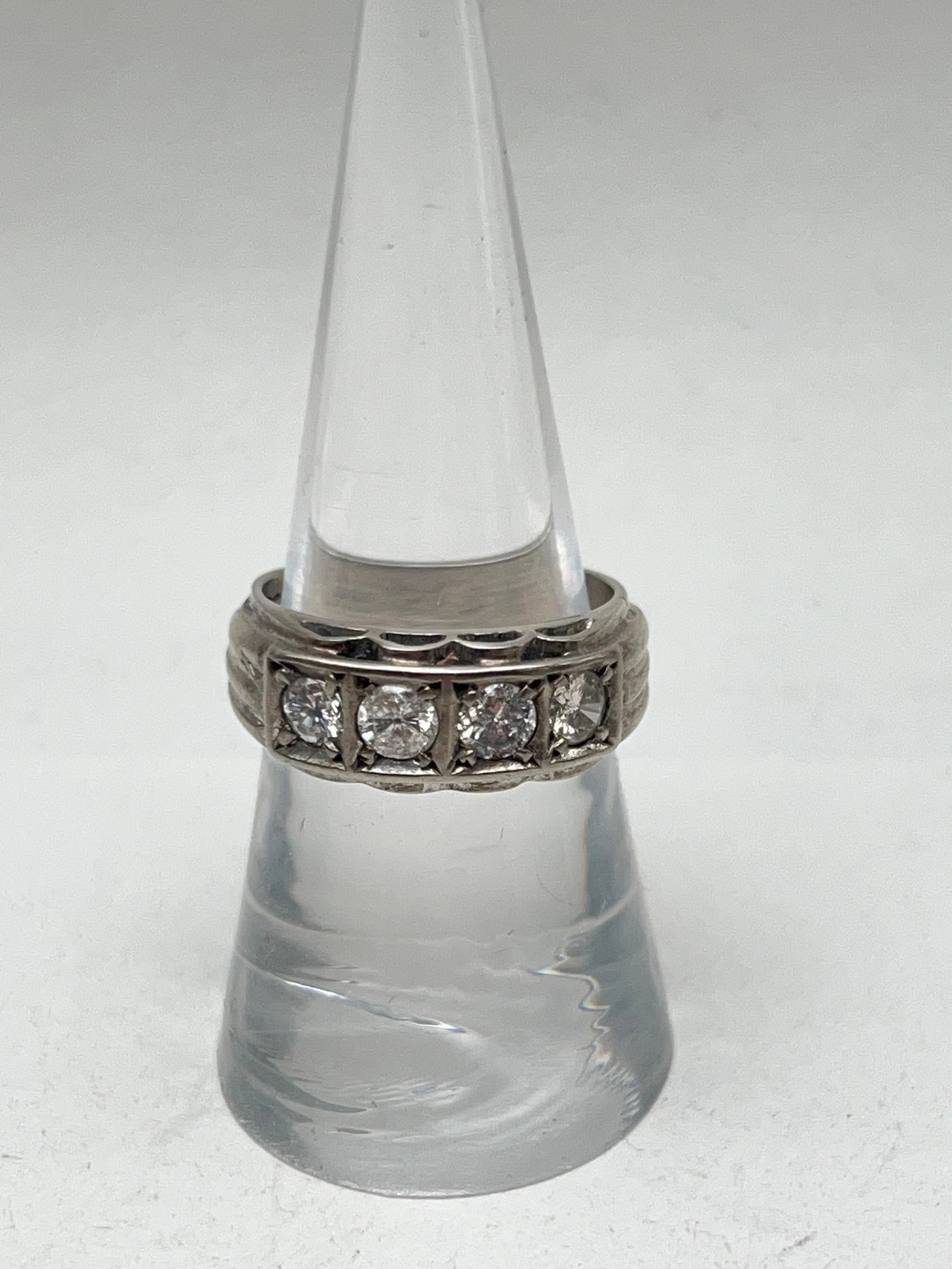 European Diamond Ring Est. 1ct in 8K Gold - 8K White Gold Ring , Sz 8 (1 of 6)