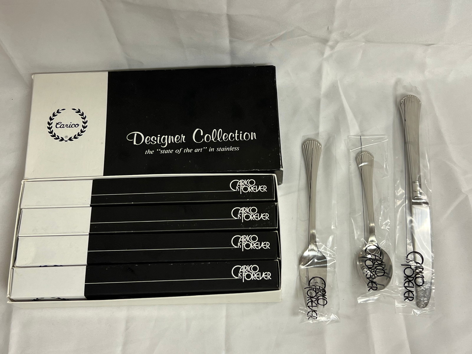 Carico Designer Collection ''Manet'' Flatware - NIB - (4)3pc Sets Fork, Spoon, Knife (1 of 5)