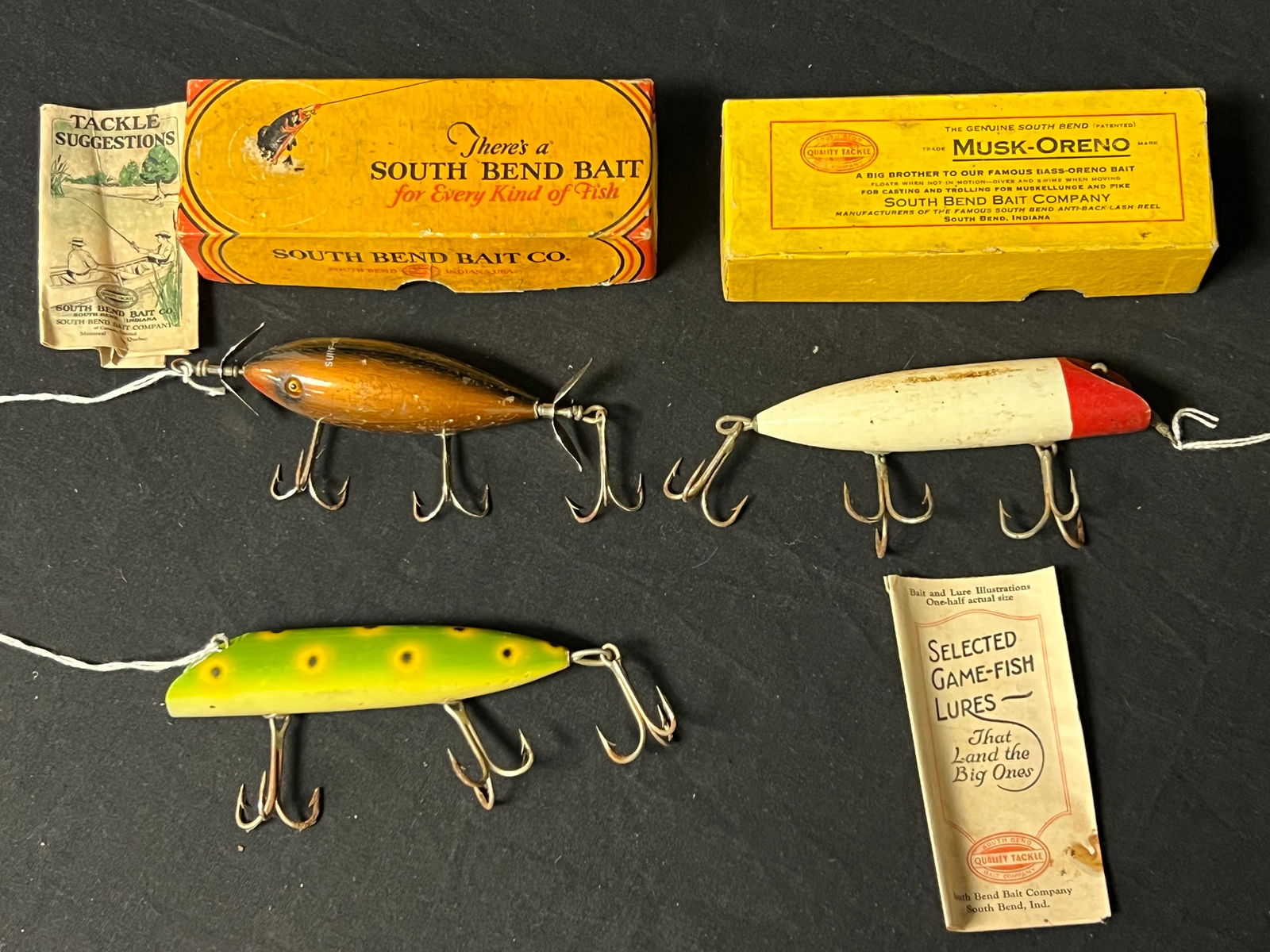 (3)Vintage South Bend Oreno Fishing Lures - Surf Oreno w/ Box & Paper, (2)Musk Oreno - 1 Has Box (1 of 13)