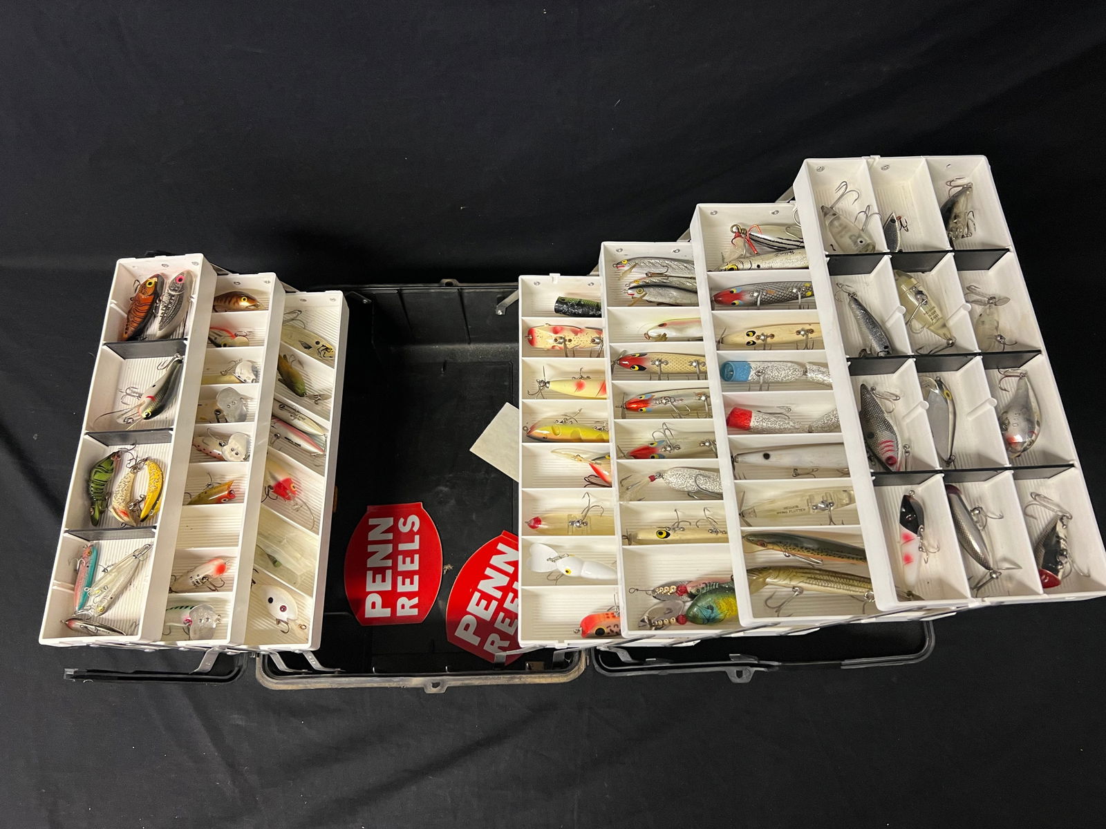 Tackle Box w/ (66)Asst Vintage-Newer Fishing Lures - Devils Horse, Jitterbugs, Fred Arbogast, Zara (1 of 12)