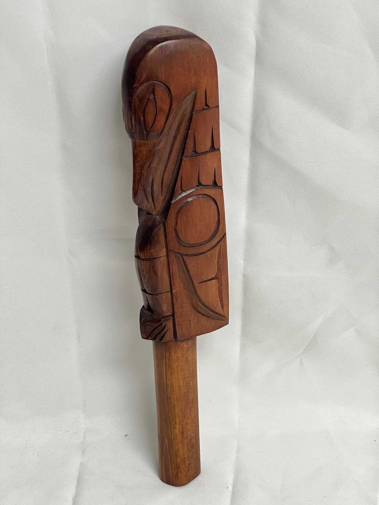 Signed Jim Yelton ''Raven'' Talking Stick 12''L - Coast Salish Carver: Signed Jim Yelton ''Raven'' Talking Stick 12''L - Coast Salish Carver