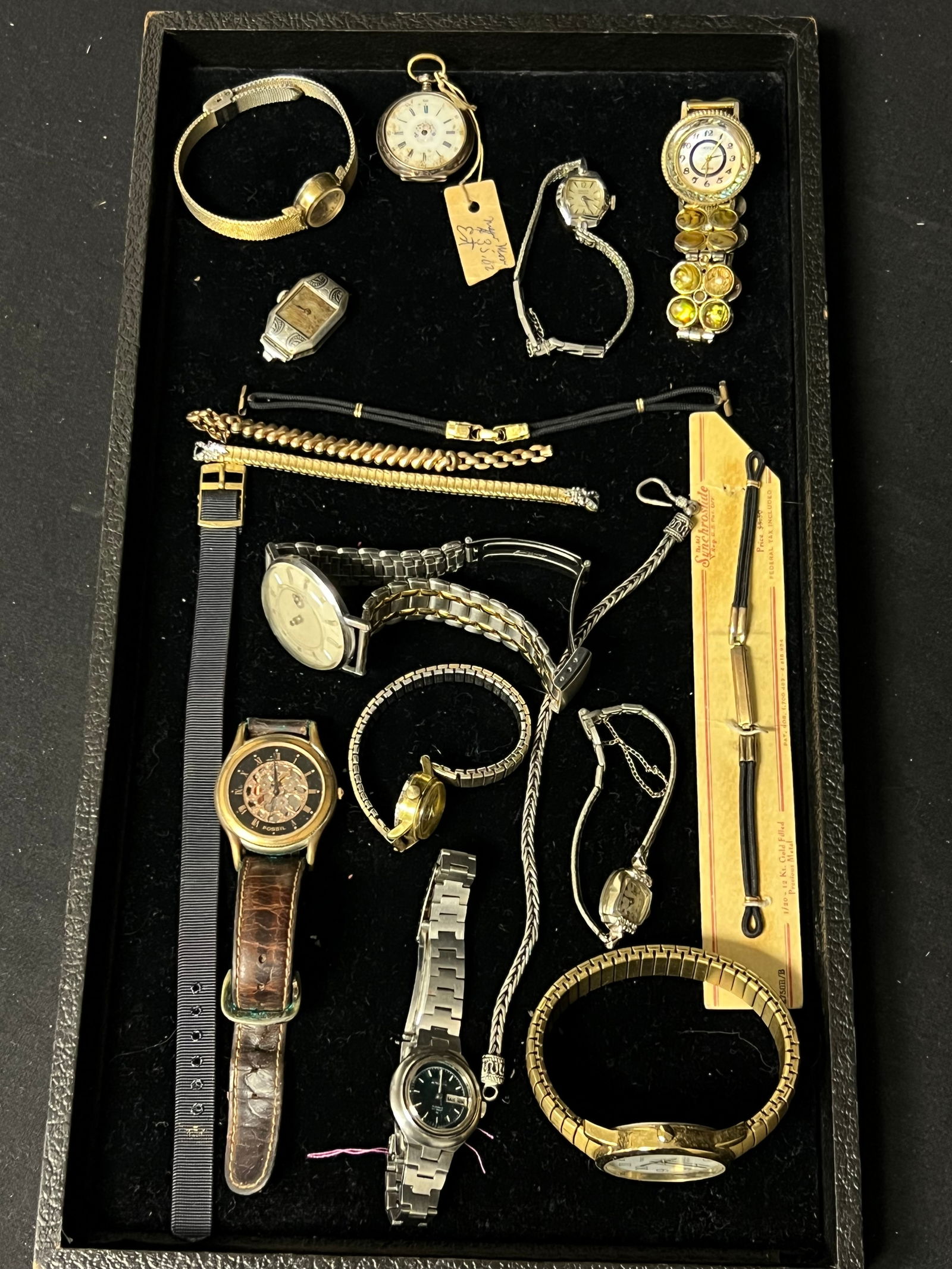 Asst Atq/ Vtg Watches, Sterling Fob, More - Deco Watch Face, 12K Gold Filled, Seiko 2206-0159, Wyler: Asst Atq/ Vtg Watches, Sterling Fob, More - Deco Watch Face, 12K Gold Filled, Seiko 2206-0159, Wyler Ladies Watch w/ Diamonds, Gruen + More