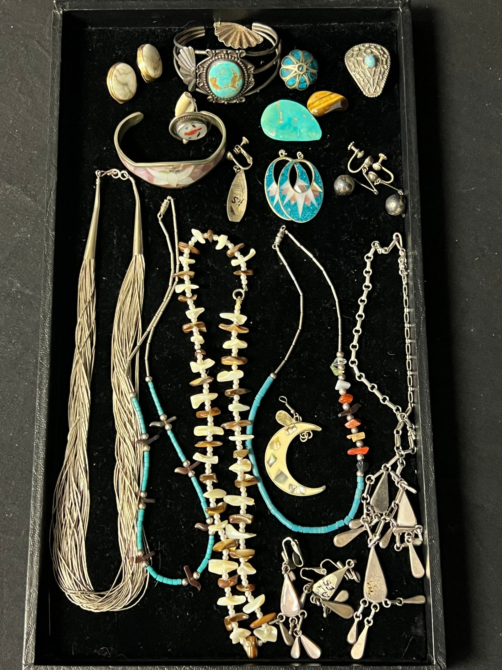 Asst American Indian Sterling Jewelry, More - Liquid Sterling Silver Necklace, Turquoise (1 of 7)