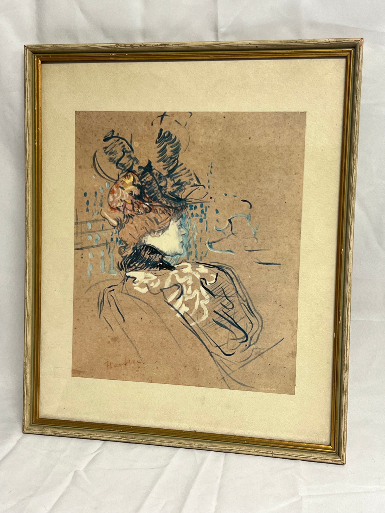 Henri De Toulouse-Lautrec Profile of Woman - Profile of a Woman (Lucy) Lithograph - Framed 15'' x (1 of 3)