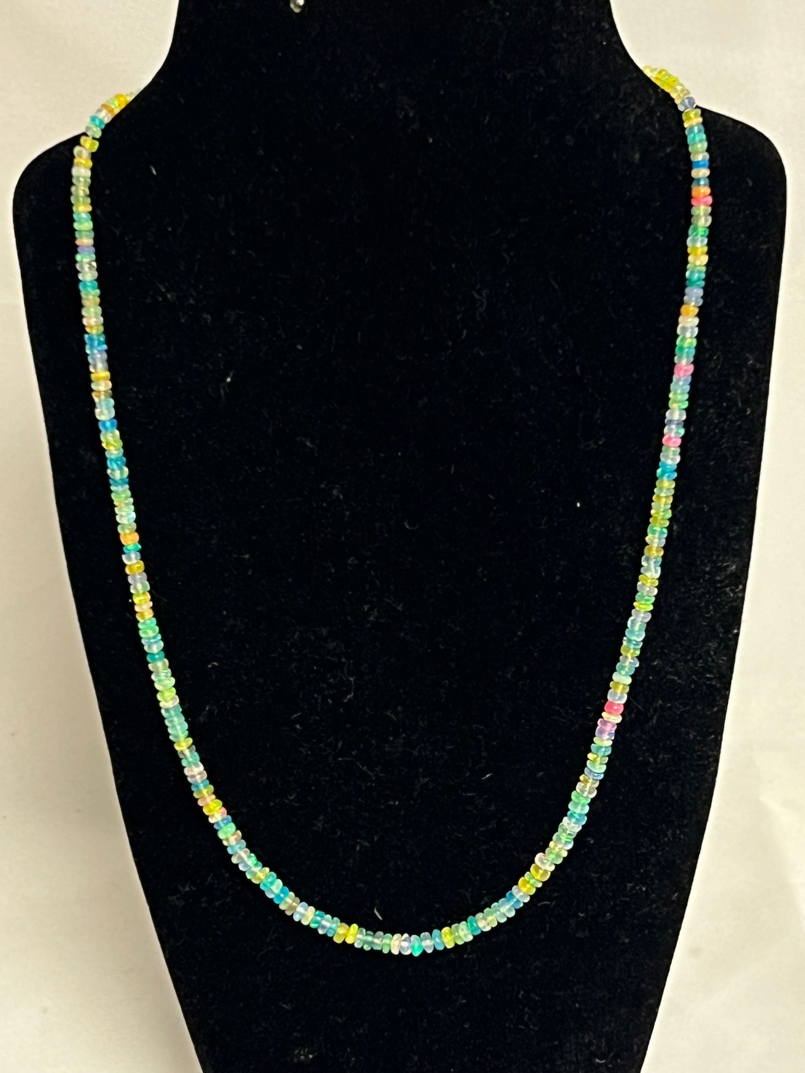 Natural Bright Multi-Colored Opal Necklace 18''L - Adjustable Clasp (1 of 5)
