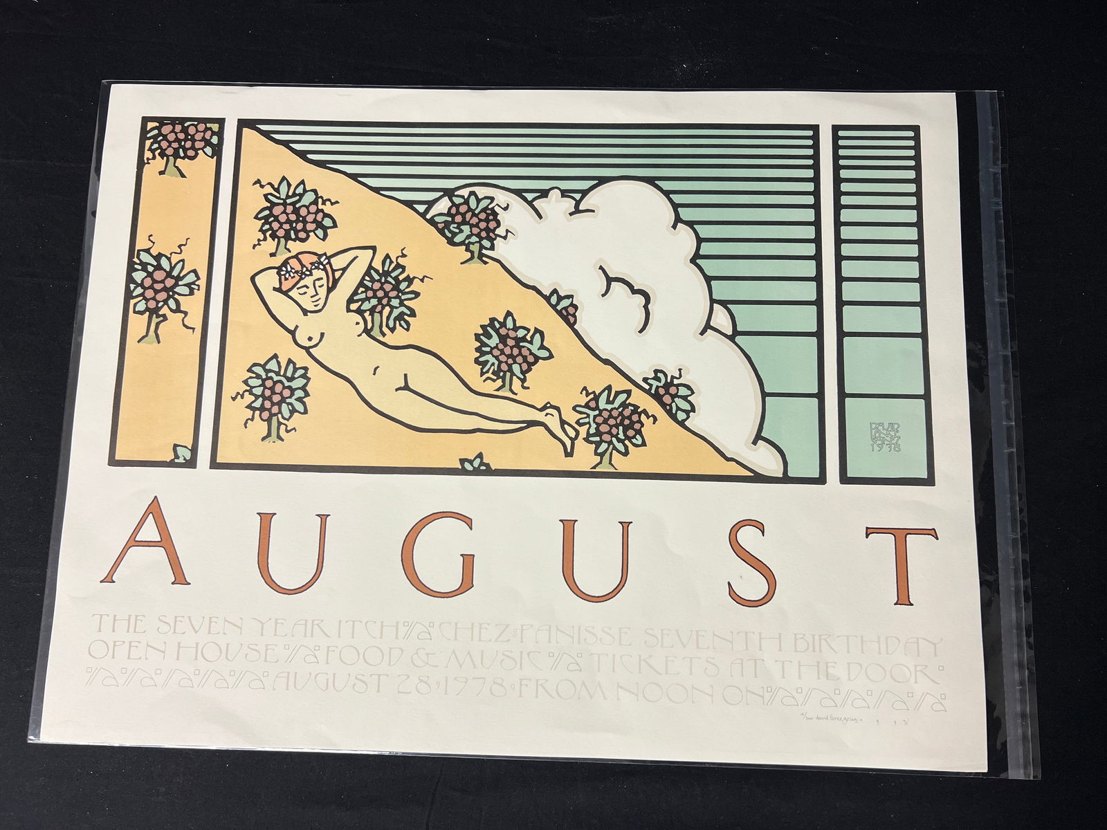 Signed David Lance Goines #4/300 Litho - Original Signed #d ''August'' Lithograph for Chez Panisse (1 of 3)