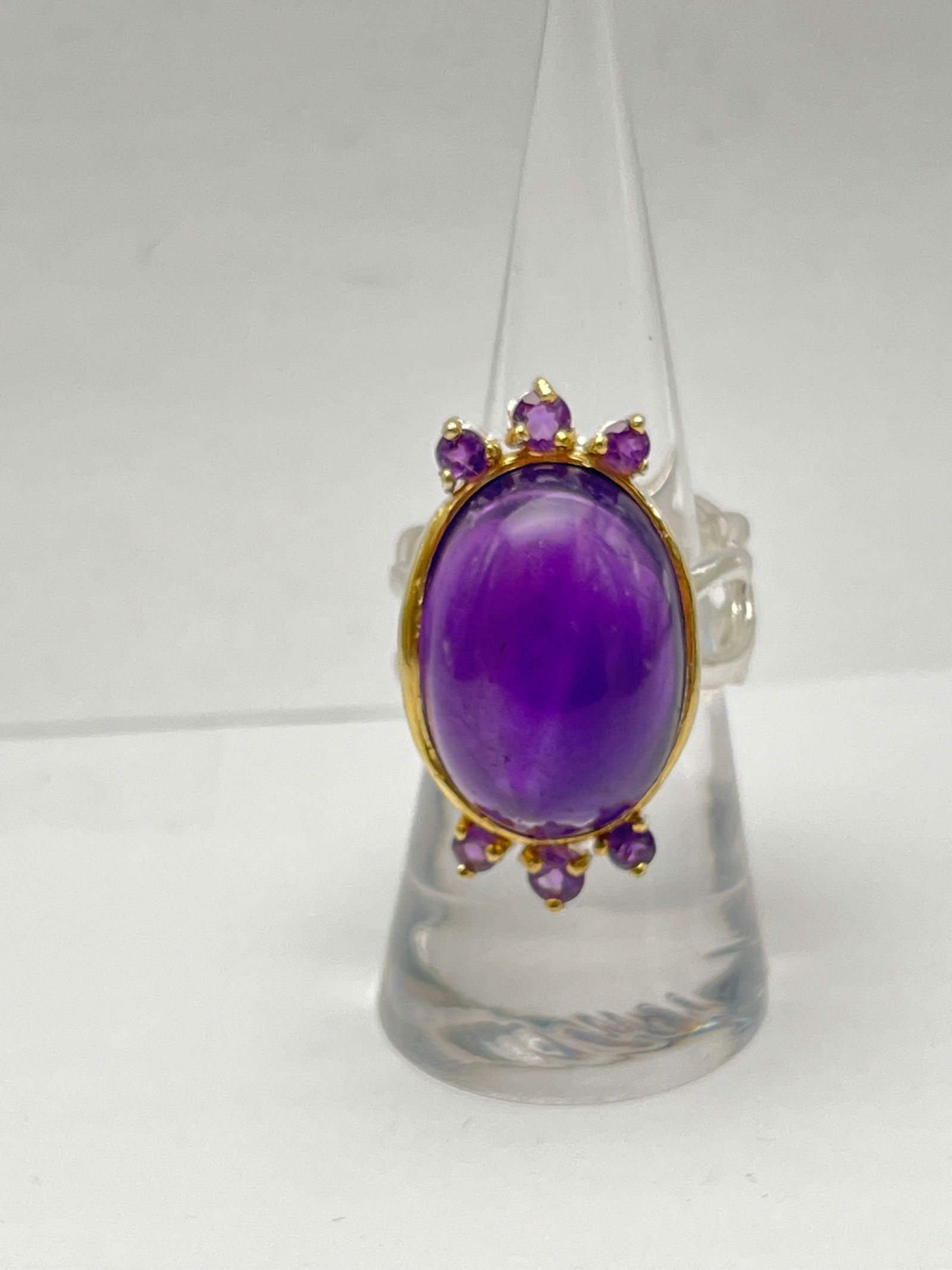 Sterling w/ 14K Accent Natural Amethyst Ring - .20ct Amethyst , Sz 9 (1 of 4)