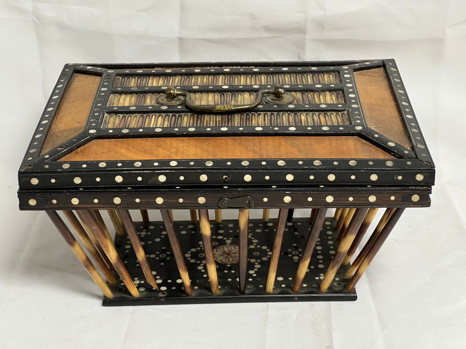 19thC Anglo Ceylonese Porcupine Ebony Basket - Porcupine Quill Basket w/ Ebony from Matara - (1 of 11)