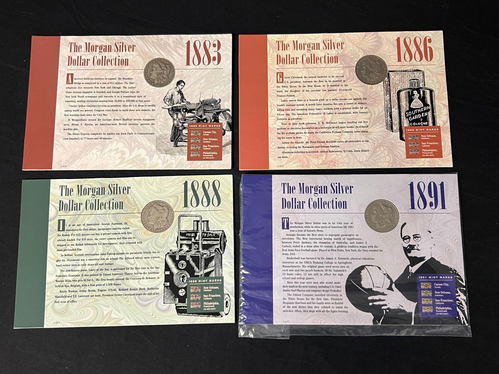 (4)1883-1891 Certified Morgan Silver Dollars - US Mint 90% Silver (1 of 13)