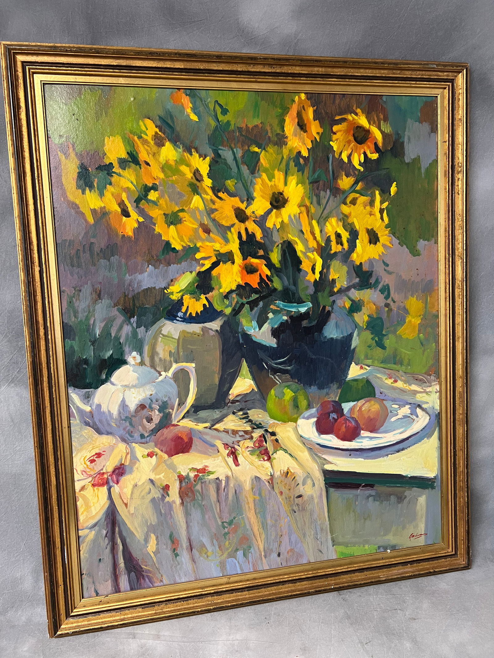 Maria Del Carmen Calvo Oil on Board - (1937-2019) Titled ''The Flower Study'' , 40'' x 32'' (1 of 4)