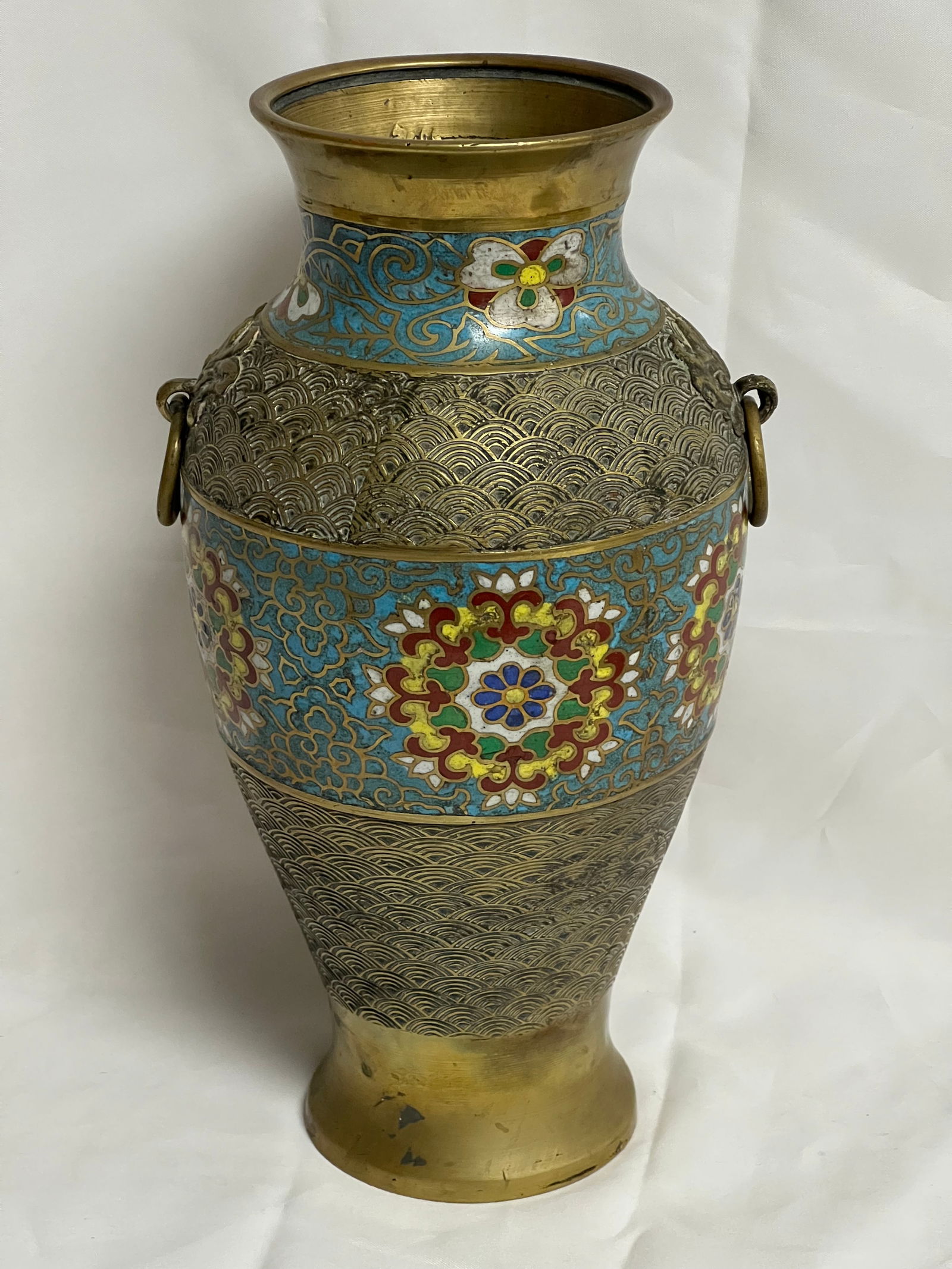 Japanese Champleve Vase 13''T (1 of 5)