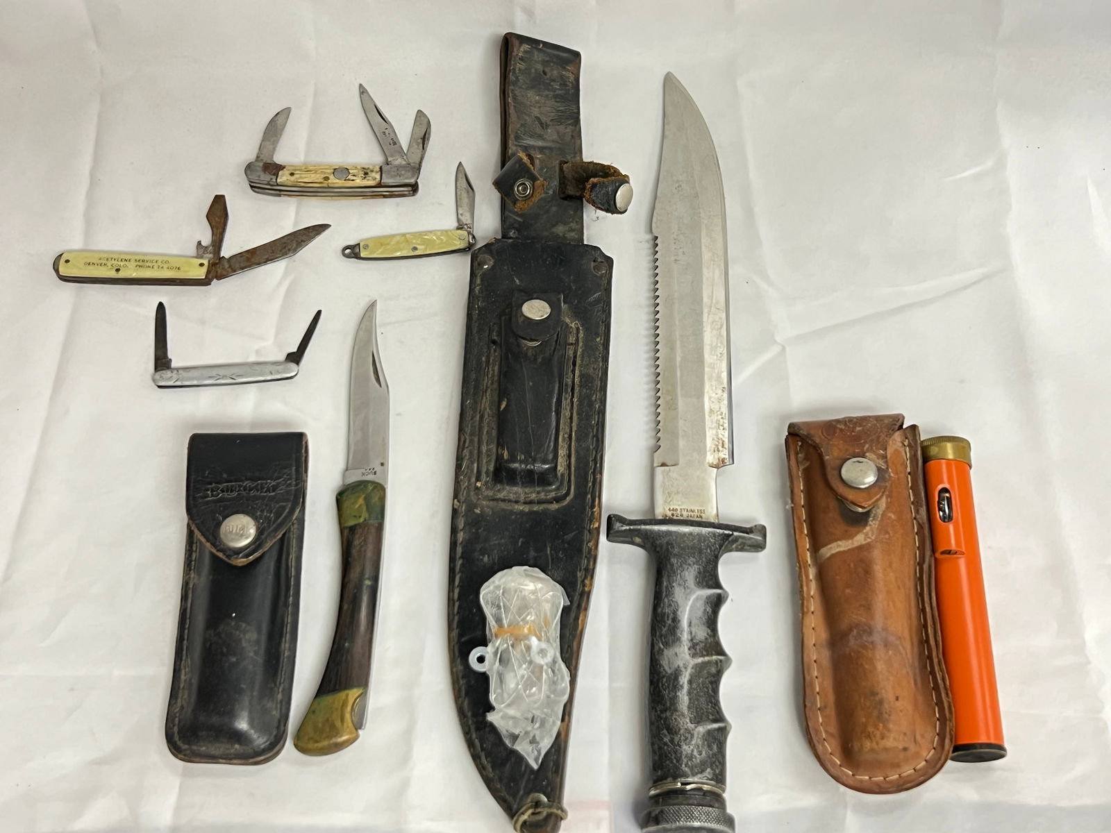 Vintage Valor & Buck Knife, Asst Pocket Knives - Valor Serrated Knife Overall 15.25''L Blade 10''L (1 of 14)