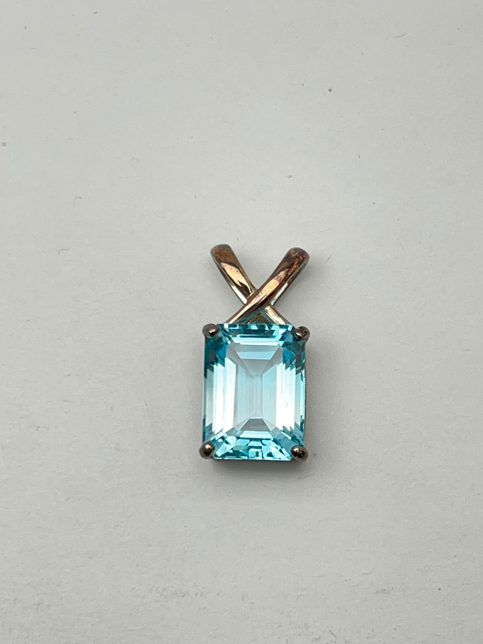 Sterling Large Blue Topaz Pendant - .5'' x 1'' Pendant , Hallmarked .925 CNA (1 of 3)