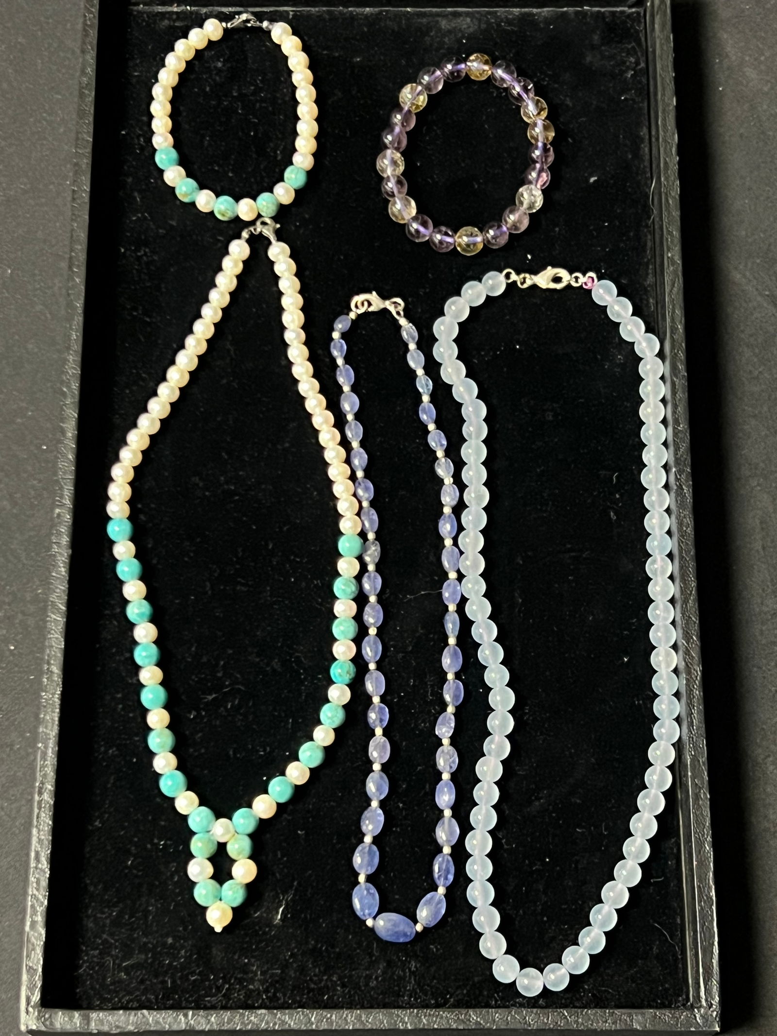 Asst Necklaces & Bracelets-Tanzanite,Pearls,More - Tanzanite, Aquamarine, Pearl Necklaces , Ametrine (1 of 5)