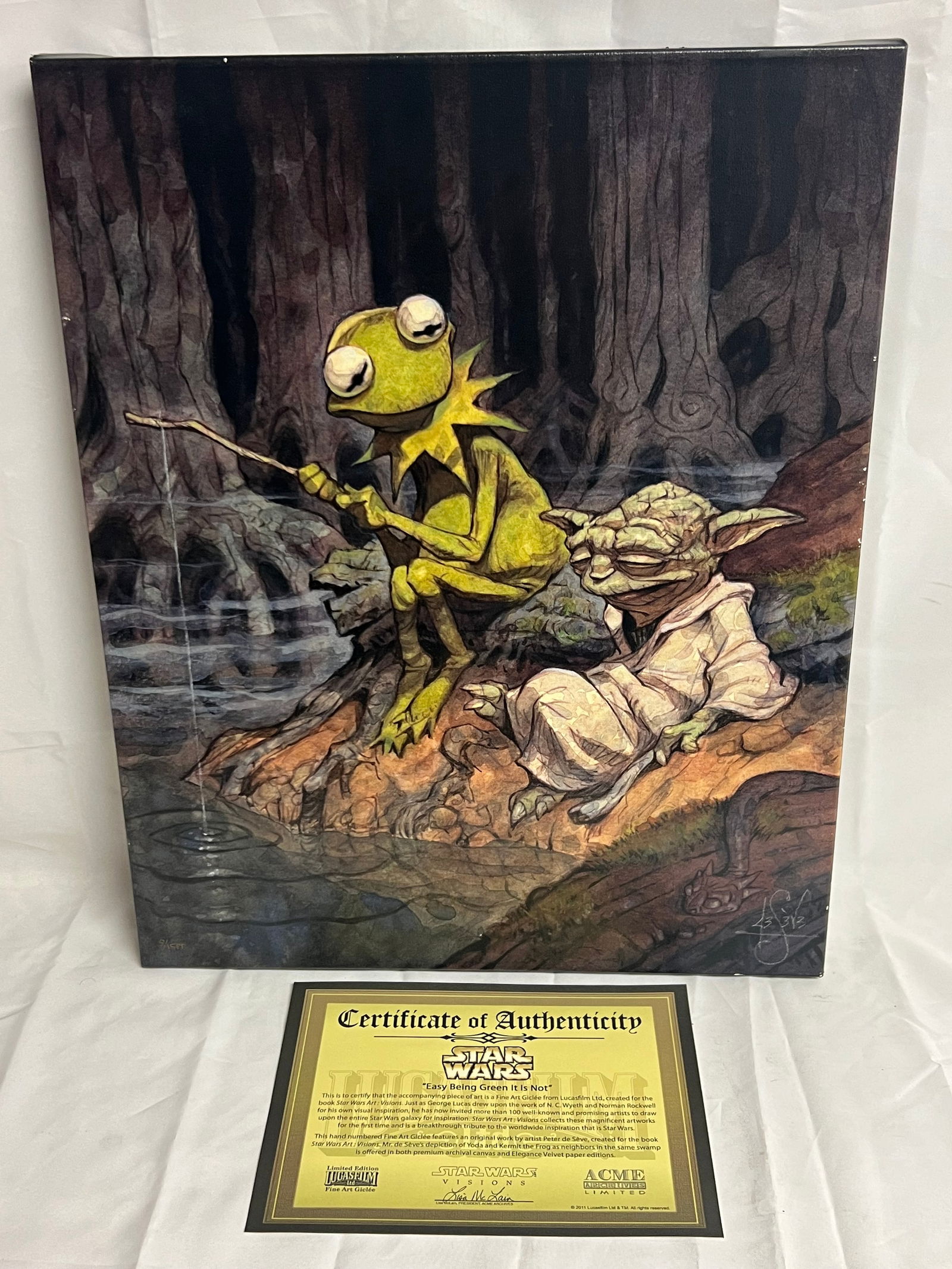 Star Wars Certified #d Limited Ed. Giclee - ''Easy Being Green It Is Not'' From Lucasfilm, Hand (1 of 4)