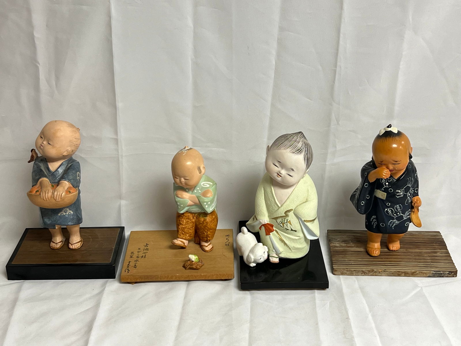 (4)Vintage Japanese Hakata Bisque Figures: (4)Vintage Japanese Hakata Bisque Figures