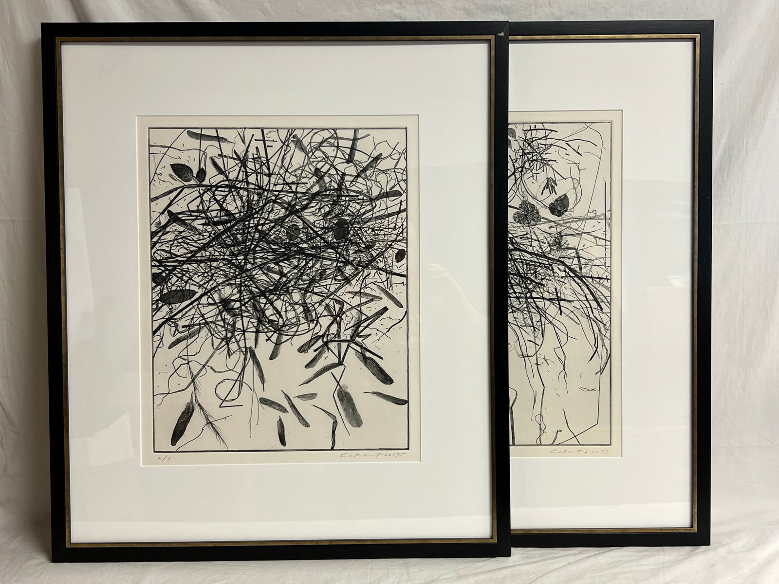 (2)Signed Charles Eckart Etchings - (1)Trial Proof Signed , (1) #d 2/3 - Both Professionally Framed (1 of 6)