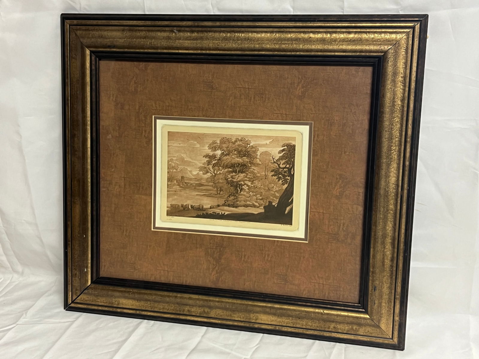Atq Claude LeLorran Delin Etching No.68 - Framed Matted 21.5'' x 24.5'': Atq Claude LeLorran Delin Etching No.68 - Framed Matted 21.5'' x 24.5''