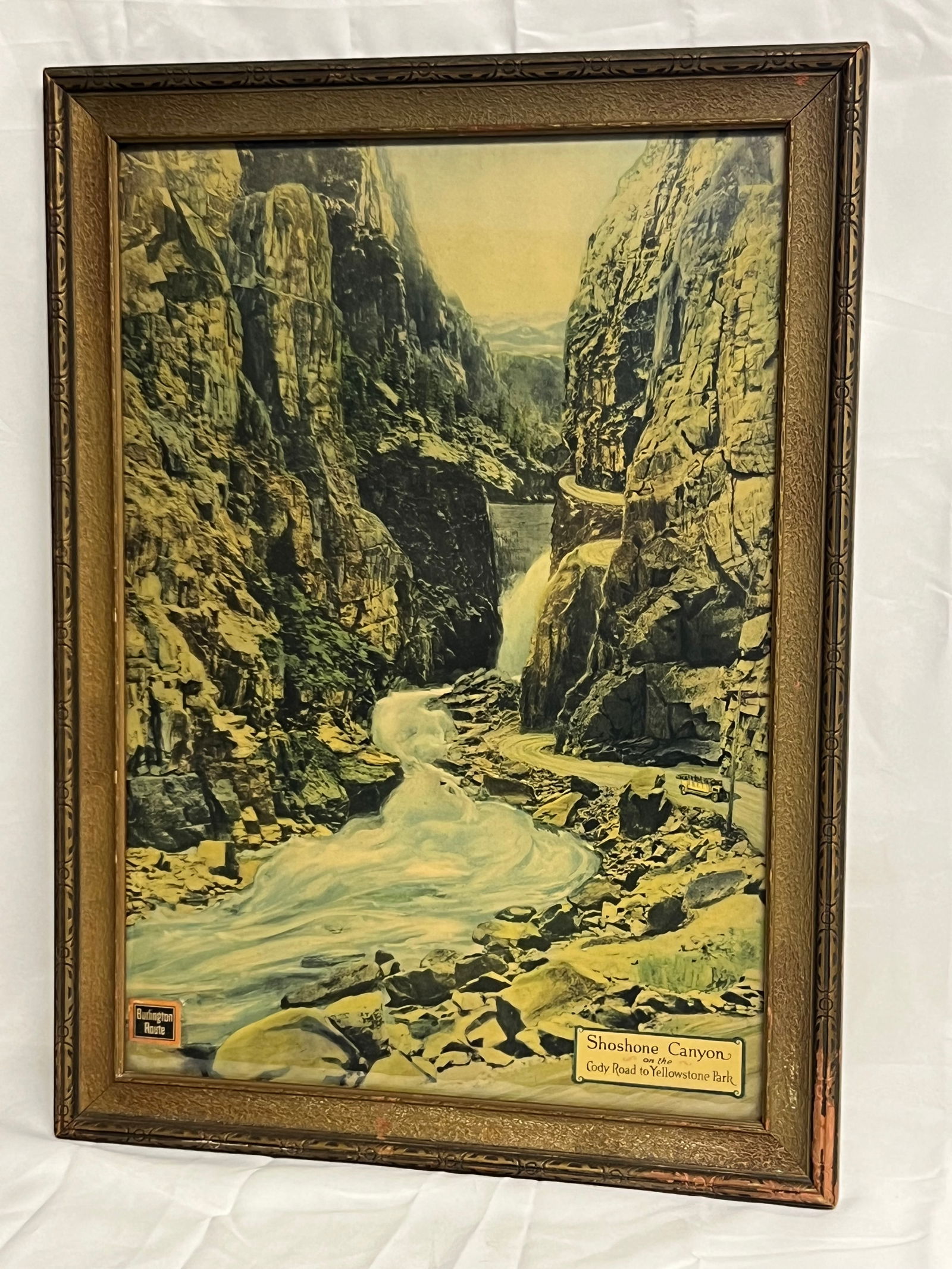 Atq Burlington Route Shoshone Canyon Ad Poster - Railroad Advertising - Cody Road to Yellowstone (1 of 4)