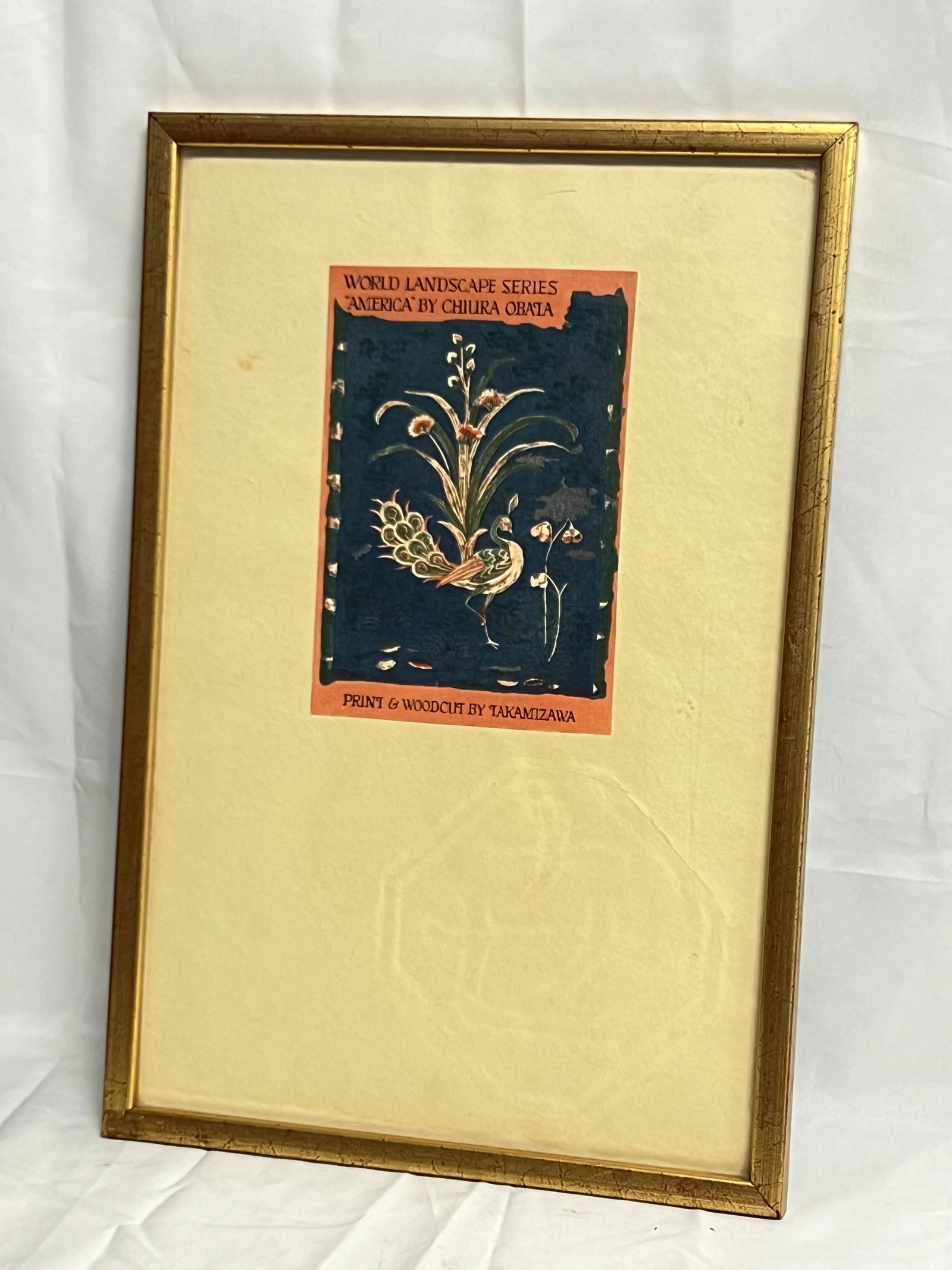 Chiura OBata World Landscape Series Woodcut - Frontist piece to the Portfolio w/ Watermark - Framed: Chiura OBata World Landscape Series Woodcut - Frontist piece to the Portfolio w/ Watermark - Framed 12.25'' x 18.25'' - Printed by Takamizawa