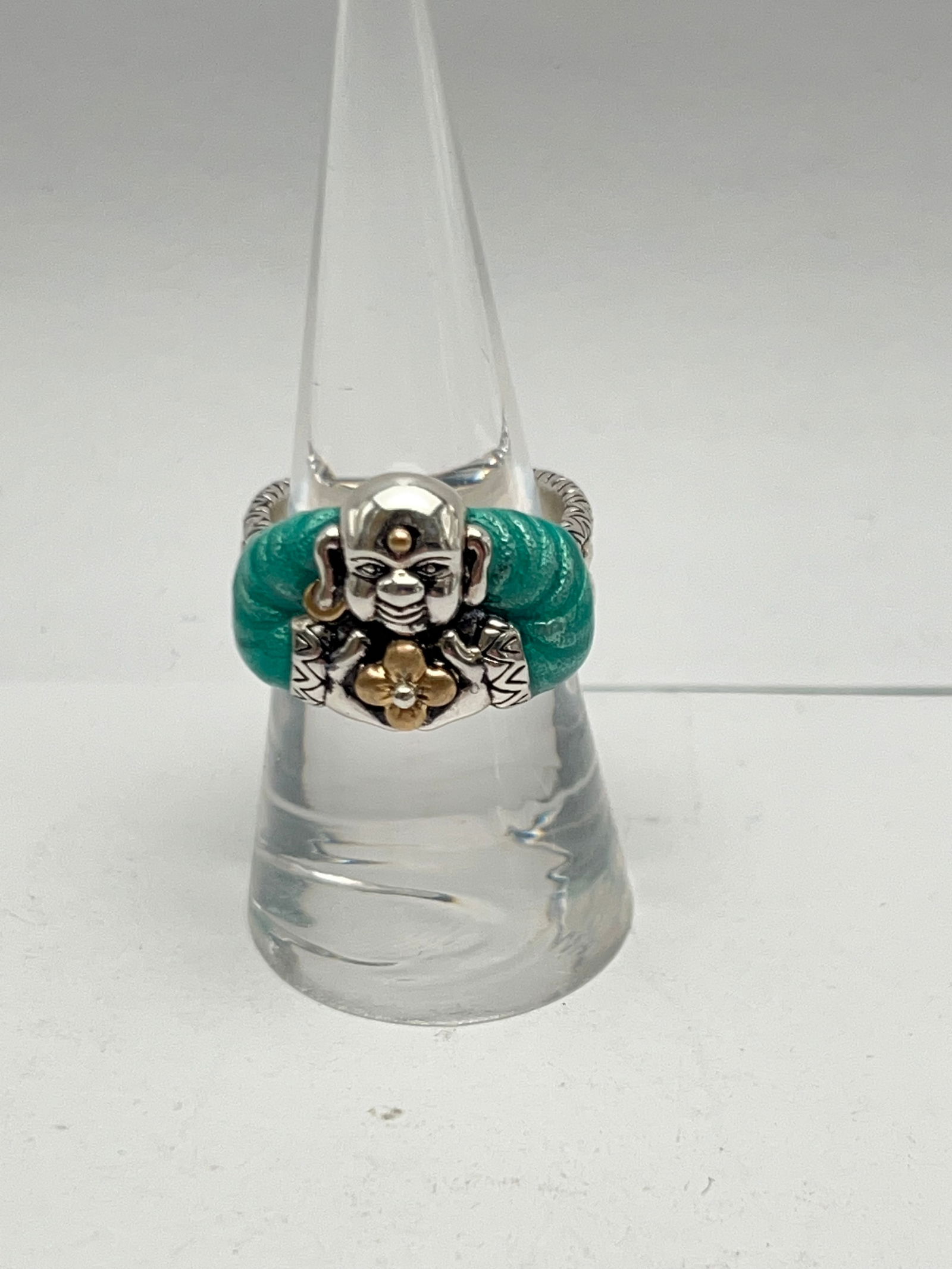 Barbara Bixby Sterling 18K Buddha Ring, Sz 7.5 - New Old Stock w/ Box & Bag (1 of 5)