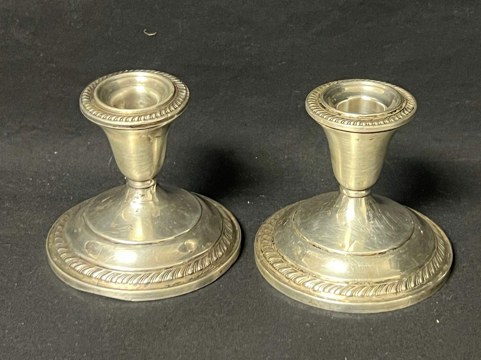 Pr Sterling Silver Weighted Candlesticks 4'' x 4'' (1 of 5)