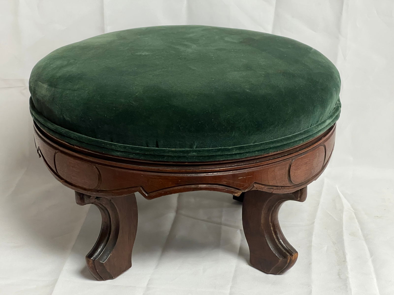 Antique Foot Stool w/ Velvet Upholstry 15'' x 9'' (1 of 3)