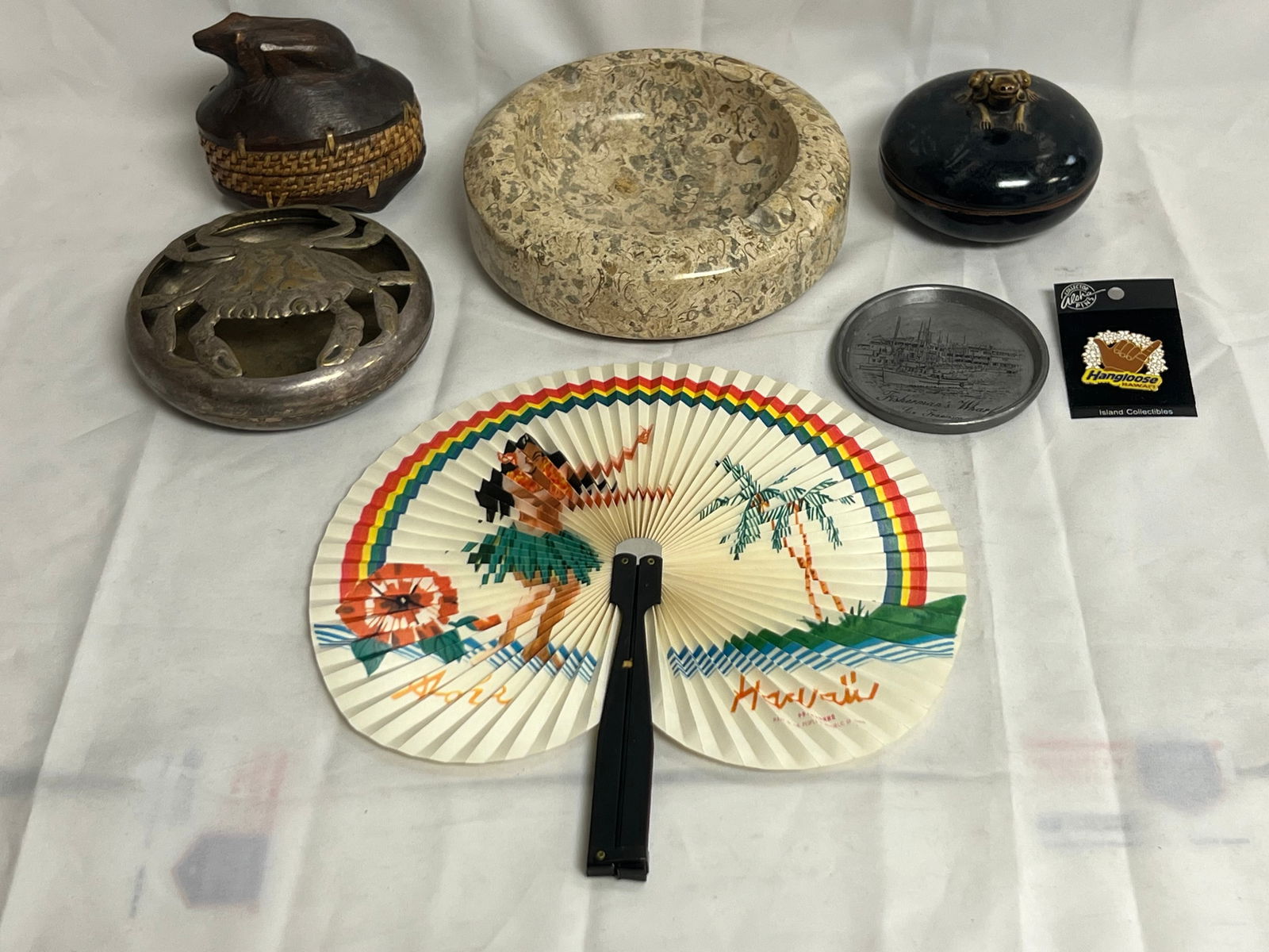 Tray Lot- Crab Dish, Stone, Frog Boxes + More (1 of 5)