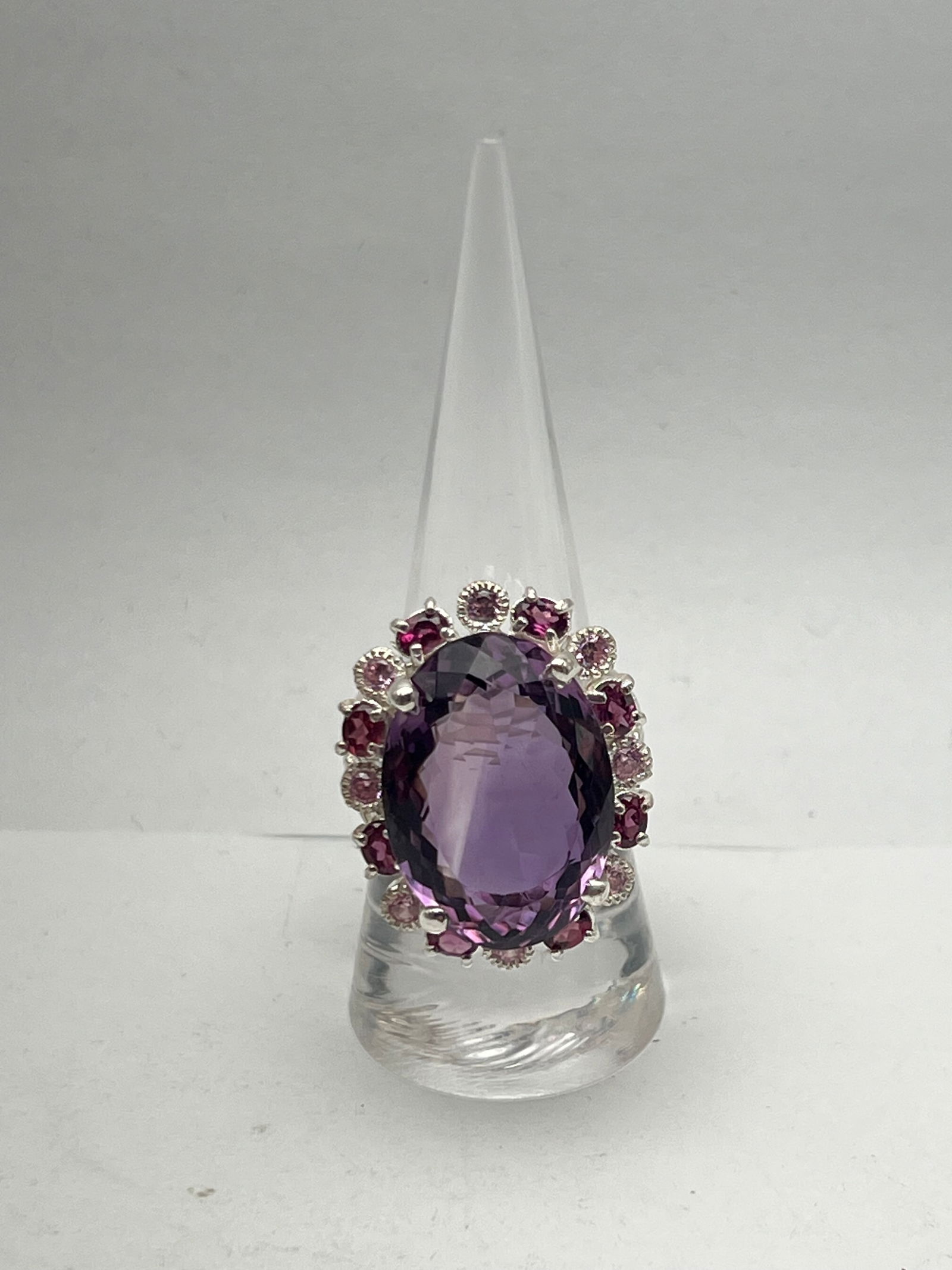 34ct Natural Amethyst Garnet Kunzite Sterling Ring - Sz 9 (1 of 4)