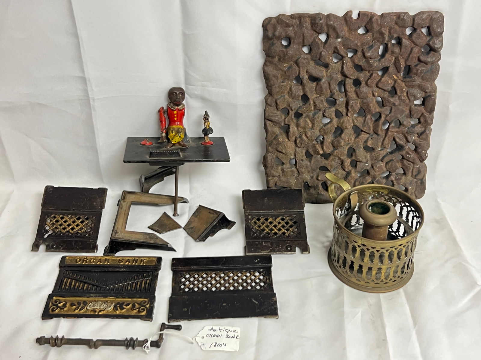 Atq 1882 Cast Iron Bank pcs., Architectural,More - Organ Monkey Bank Pieces, Arhitectural Iron (1 of 6)