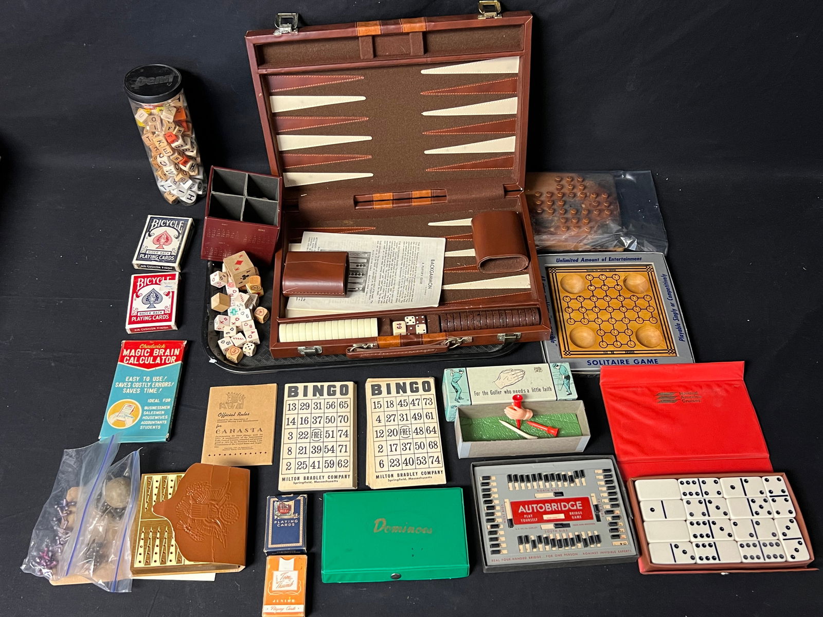 Vintage Gaming- Backgammon, Table Games,More - Autobridge, Jacks, Bingo, Dominoes, Card Dice + More (1 of 6)