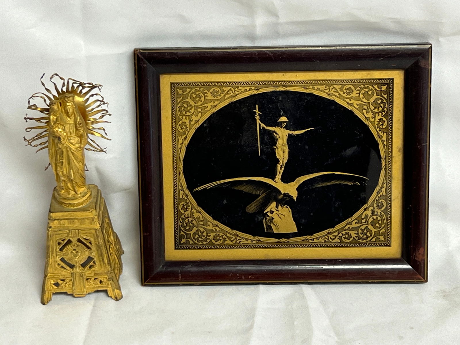 Small Mother Mary & Jesus & Crusader Art - Figure 5''T + Modern Crusader Art 6.75'' x 5.5'' (1 of 5)