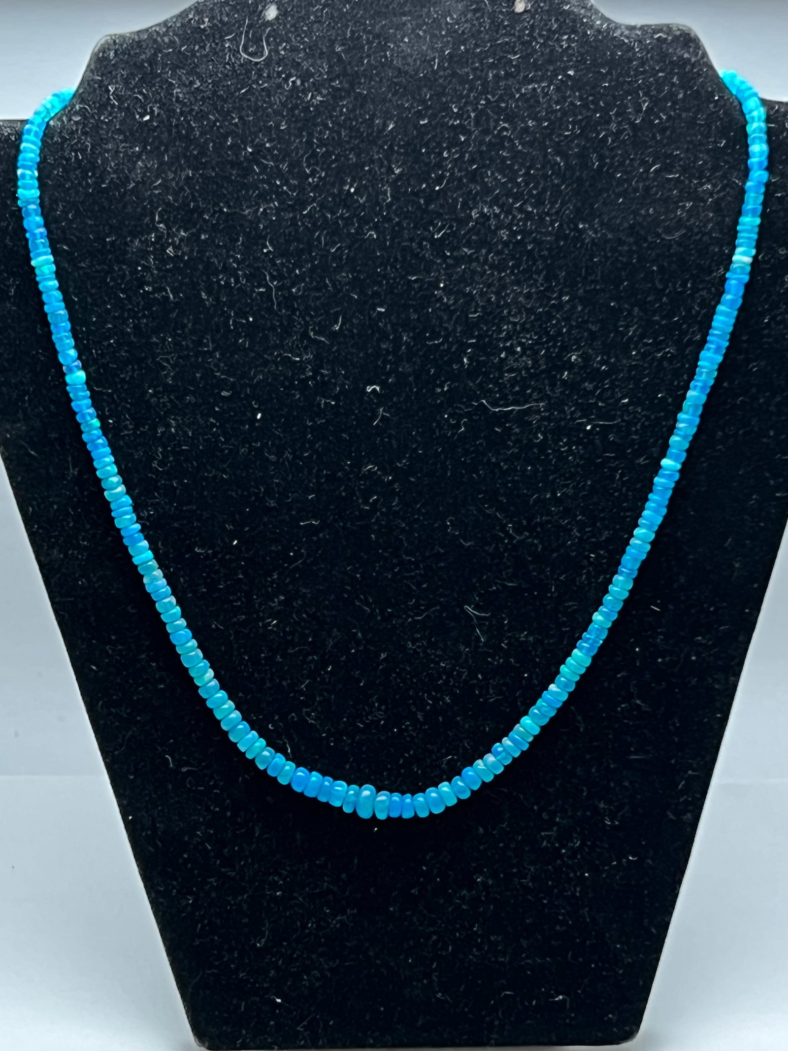 Natural Blue Graduated Opal Necklace 19''L - Sterling Adjustable Clasp: Natural Blue Graduated Opal Necklace 19''L - Sterling Adjustable Clasp