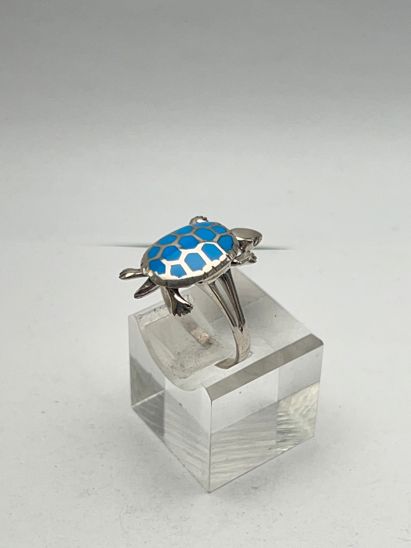 Sterling Turquoise Moving Turtle Ring, Sz 9 - New w/ Box (1 of 4)