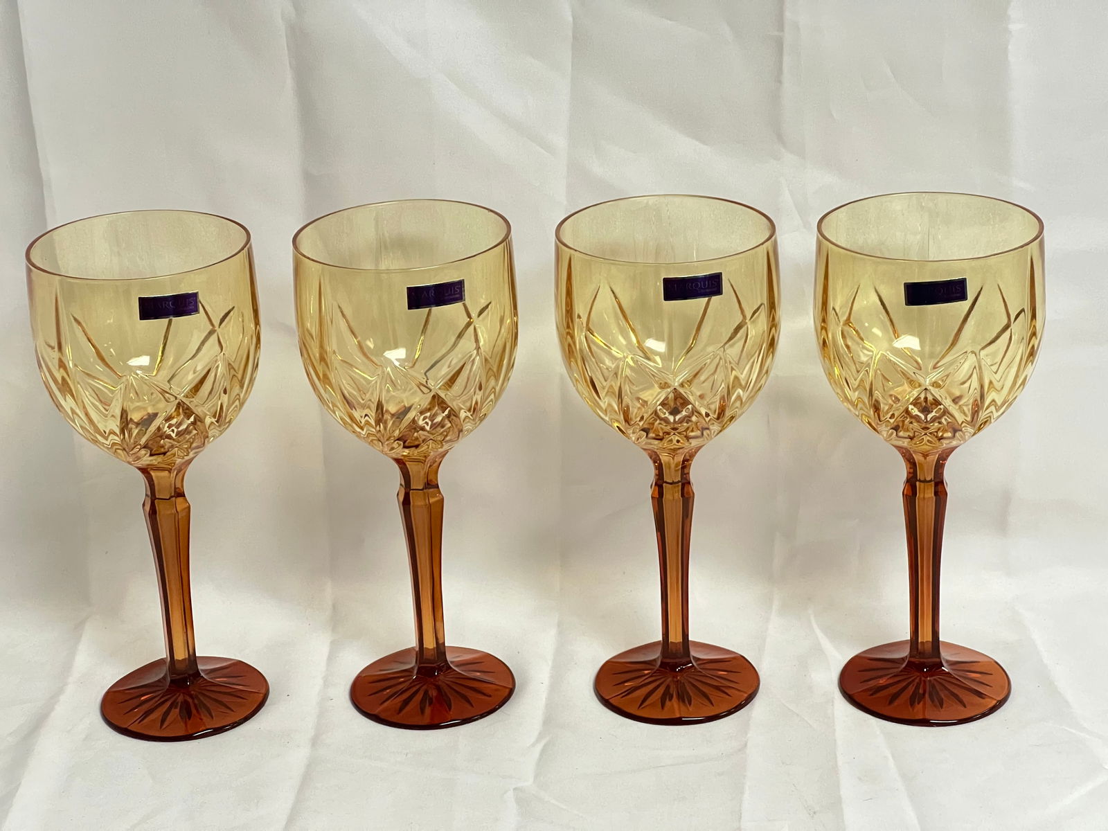 (4)Waterford Crystal Marquis Amber Goblets - 3.5'' x 8.75'' (1 of 4)