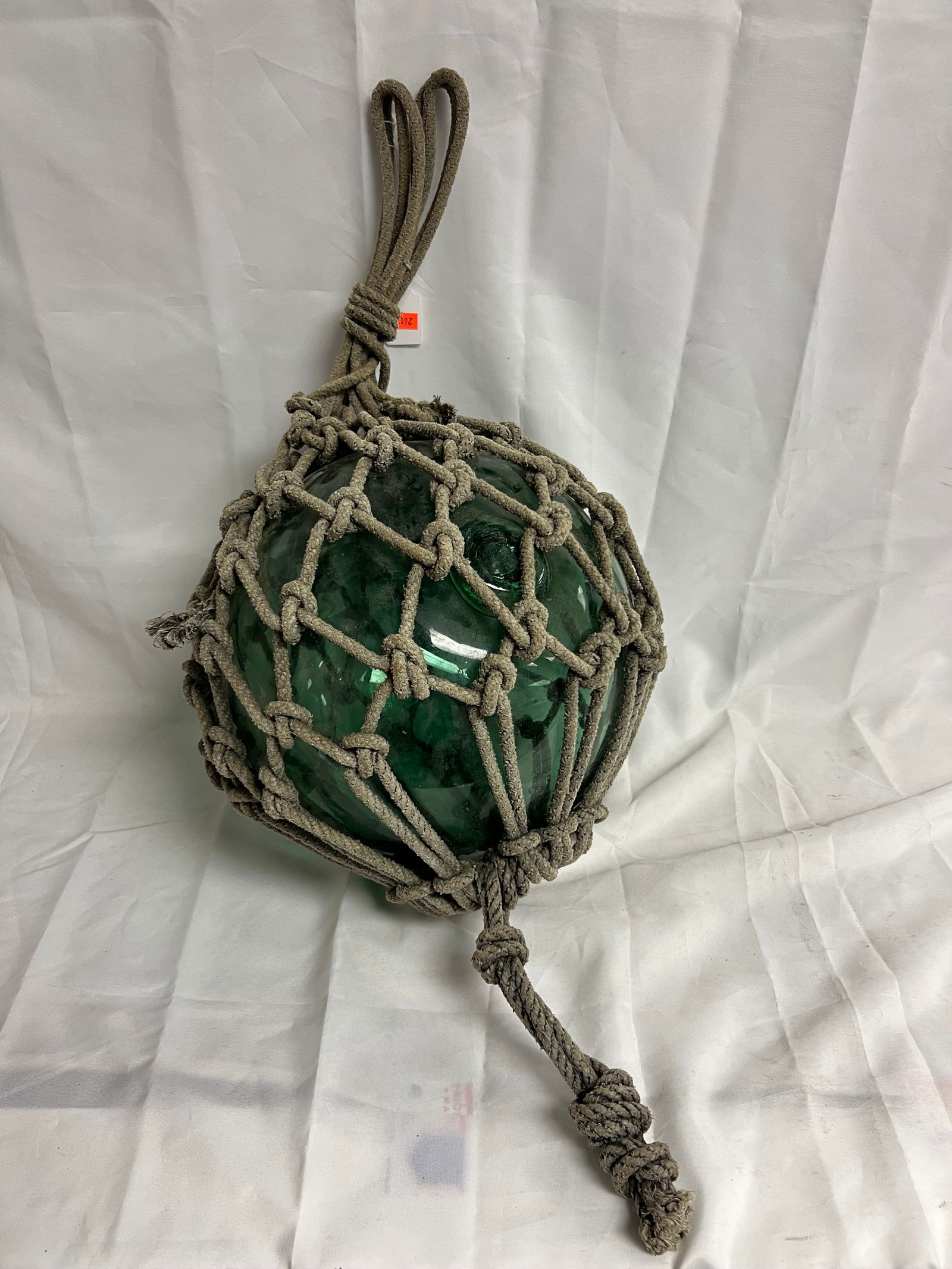 Vtg 40''Cir. Japanese Glass Fish Float w/ Rope - 11.75LBS w/ Original Rope - From Capitola Wharf (1 of 3)