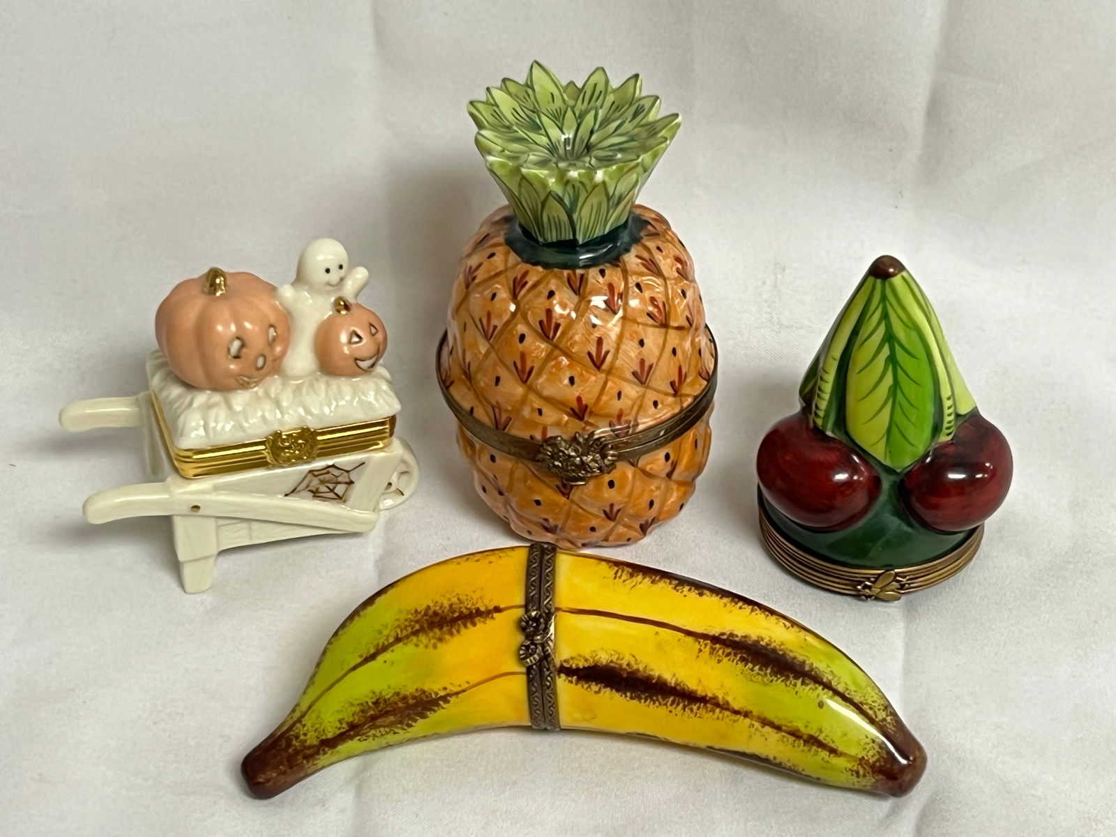 (3)Limoges France Handpainted Trinket Boxes,Lenox - Limoges Hawaiian Pineapple, Banana & Cherry - (1 of 9)